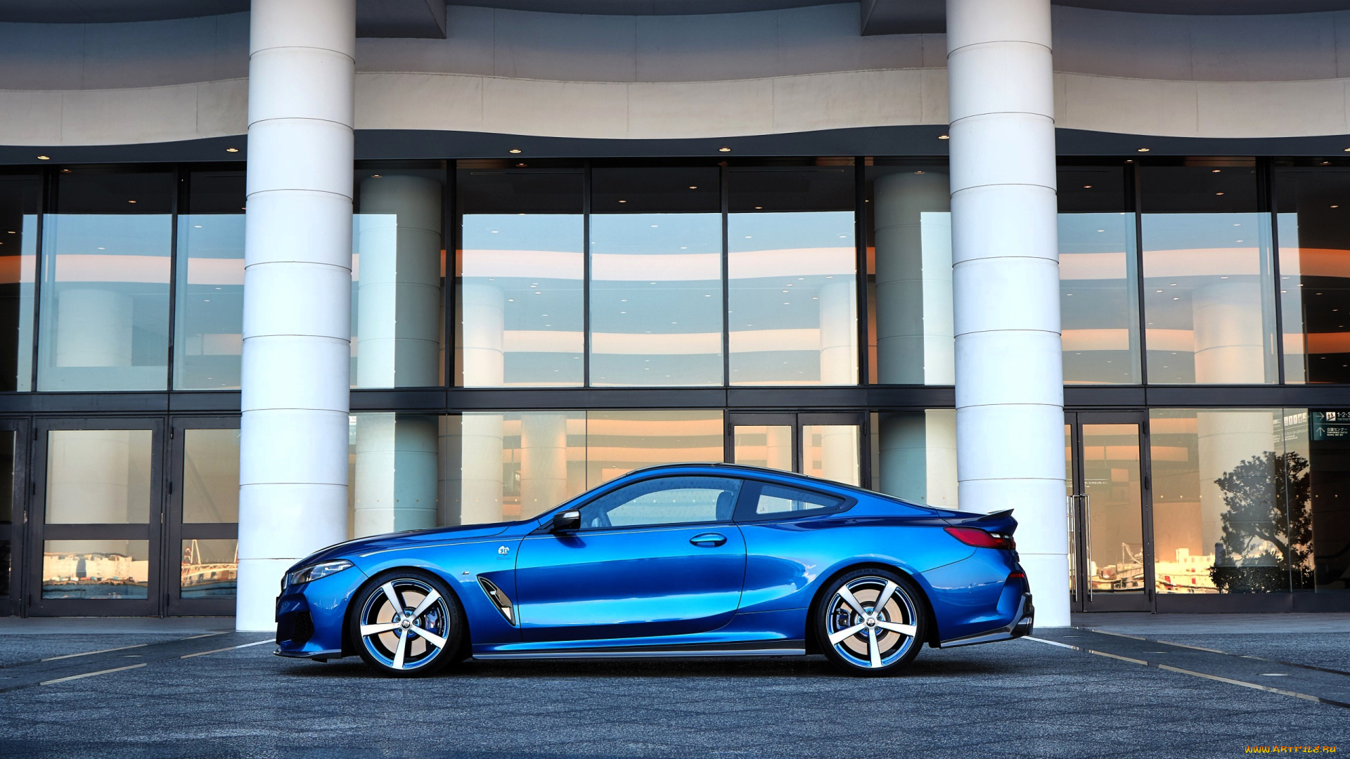 bmw, m850i, xdrive, coupe, автомобили, bmw, синий, здание, колонны