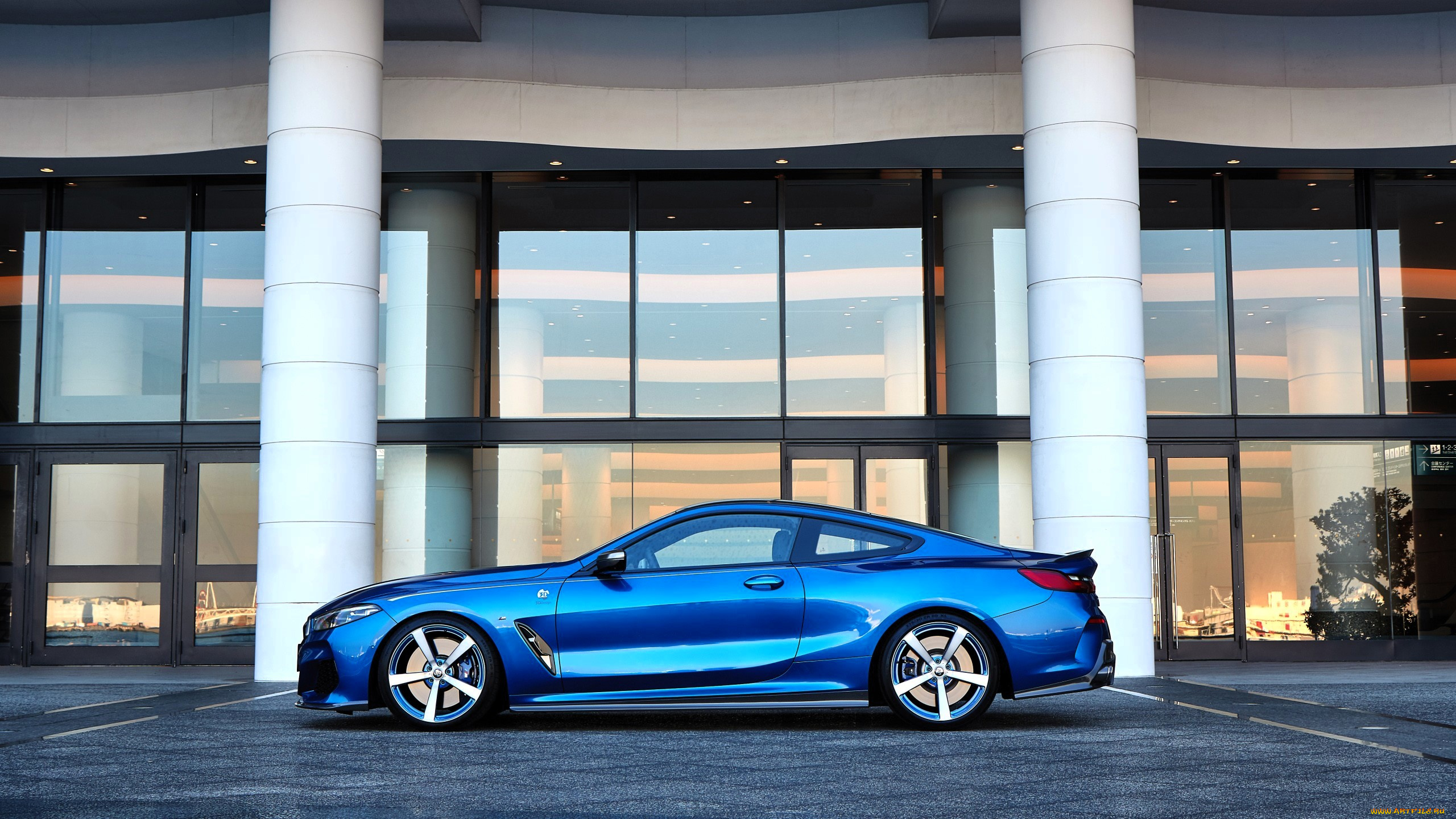 bmw, m850i, xdrive, coupe, автомобили, bmw, синий, здание, колонны