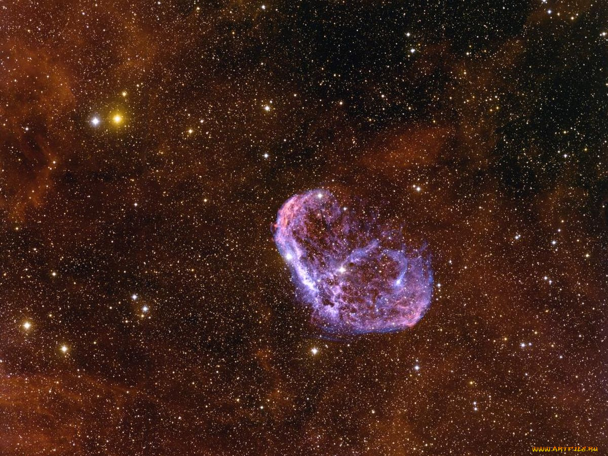 туманность, полумесяц, ее, звезда, космос, галактики, туманности