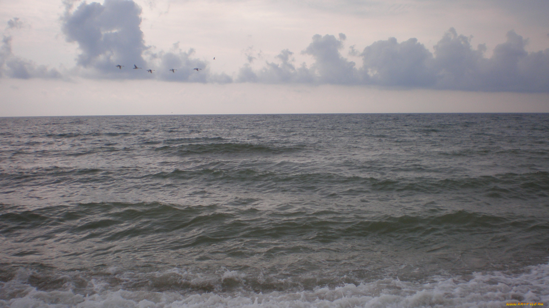 тучи, над, морем, природа, моря, океаны