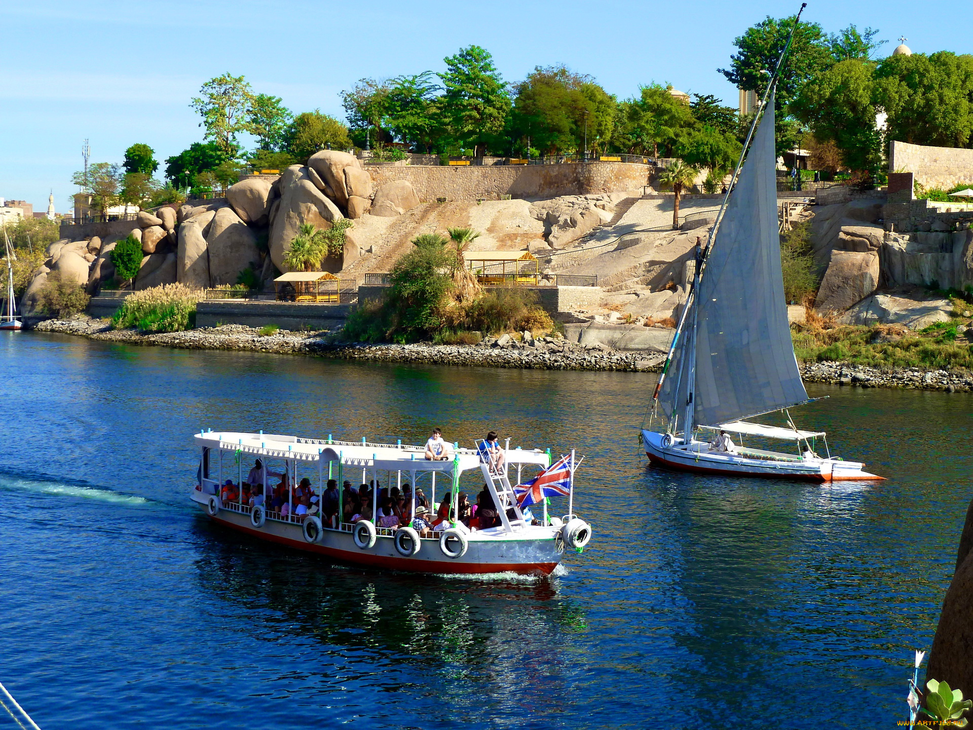 корабли, разные, вместе, катер, парусник