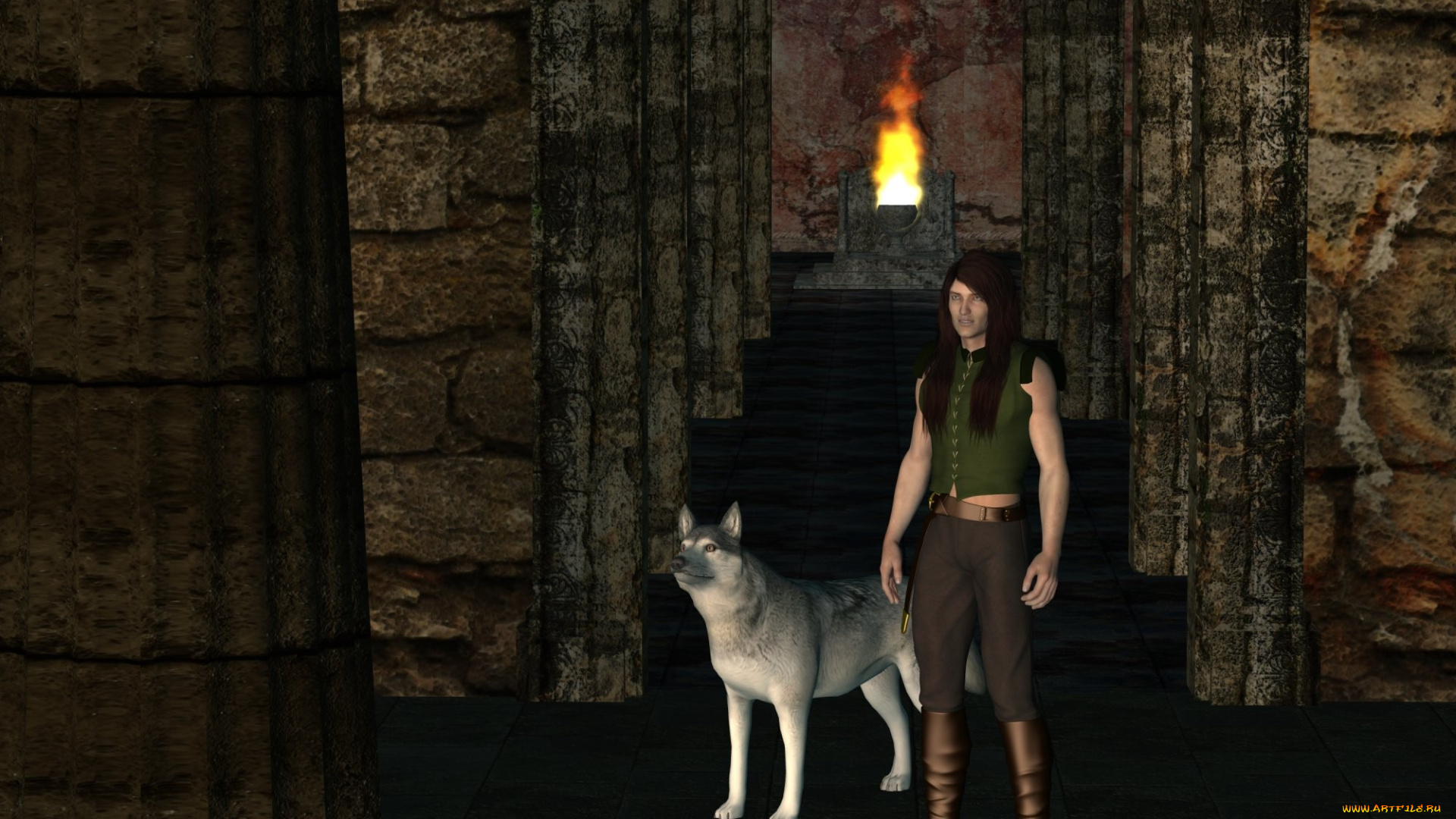 3д, графика, fantasy, фантазия, мужчина, собака