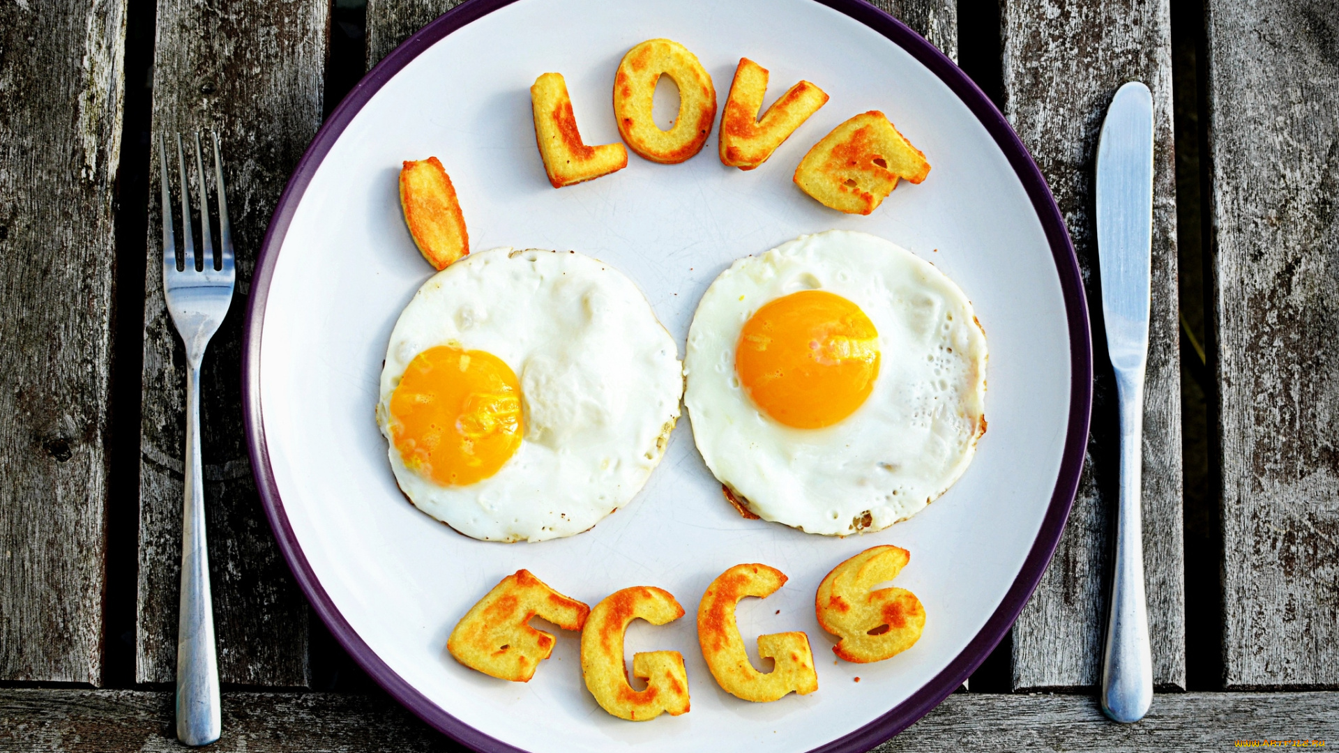 еда, Яичные, блюда, глазунья, картофель-фри