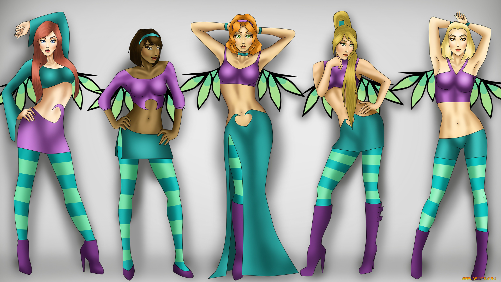 рисованные, люди, девушки