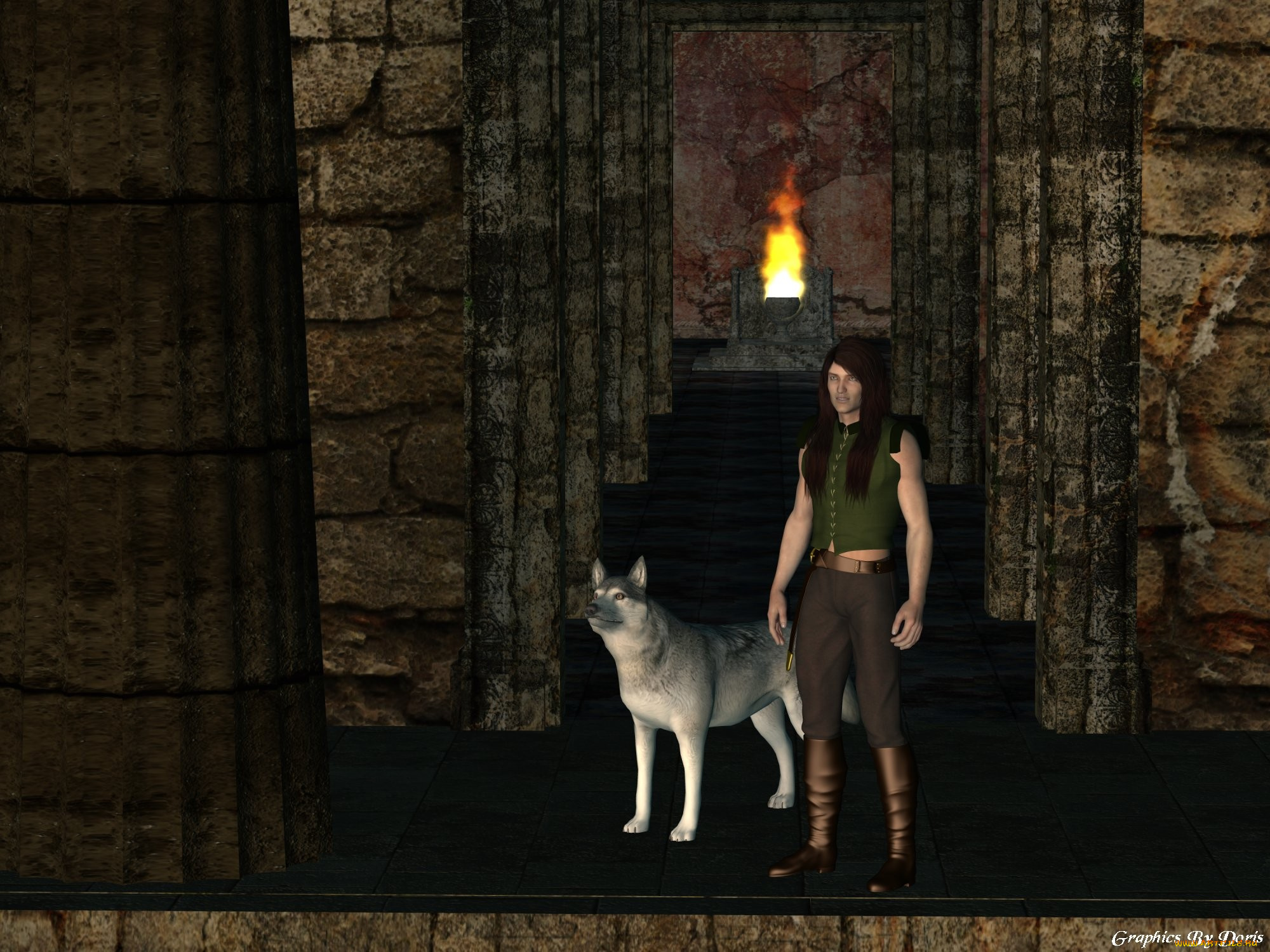 3д, графика, fantasy, фантазия, мужчина, собака