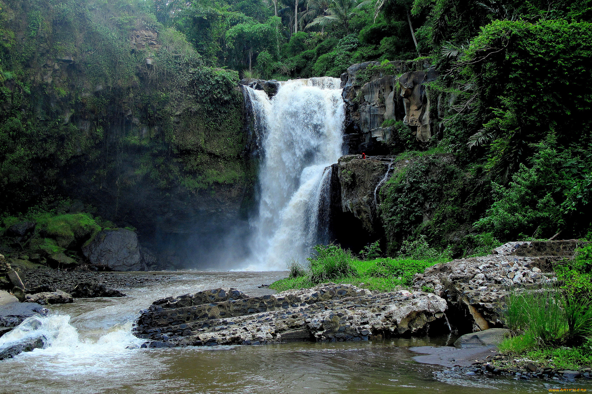 tegenungan, waterfall, bali, indonesia, природа, водопады, бали, скалы, индонезия, джунгли, река, лес
