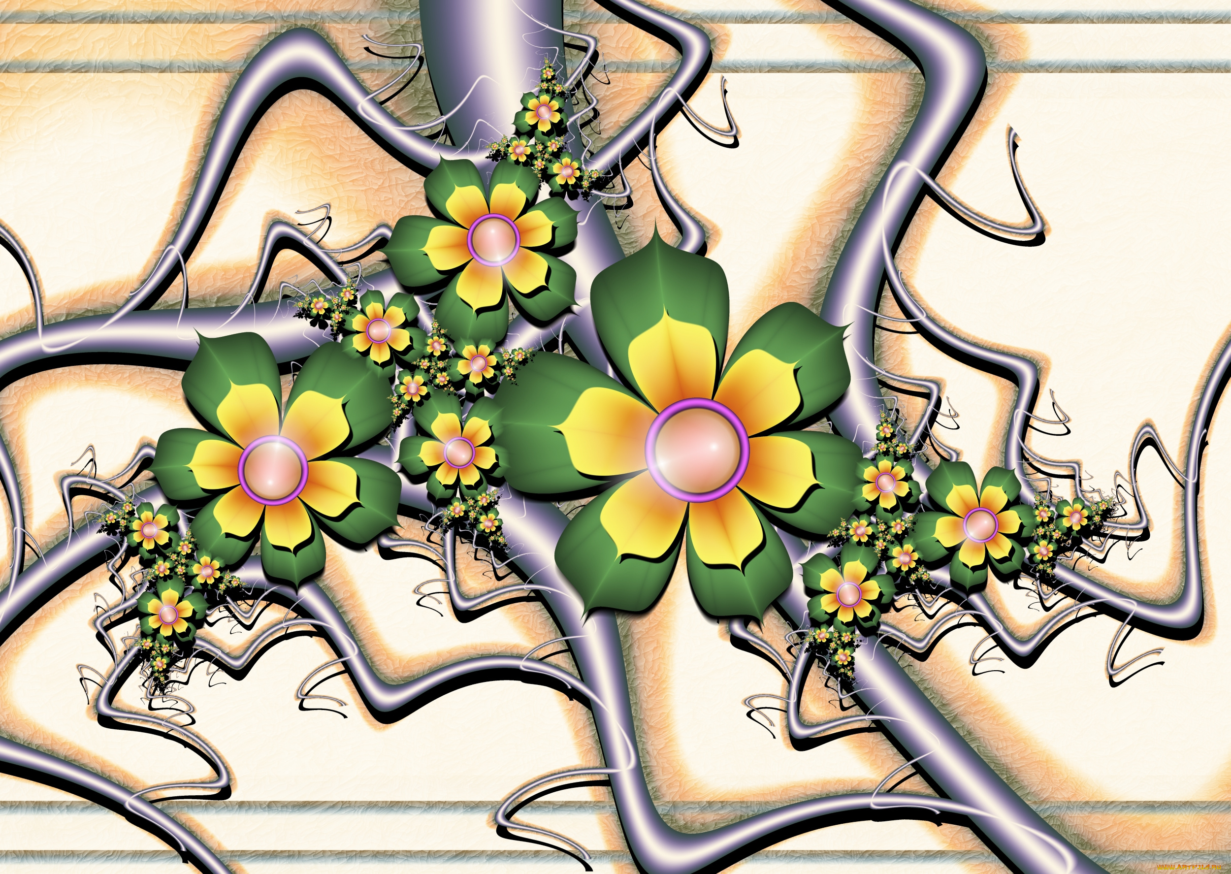 3д, графика, flowers, цветы, фон, узор, лепестки