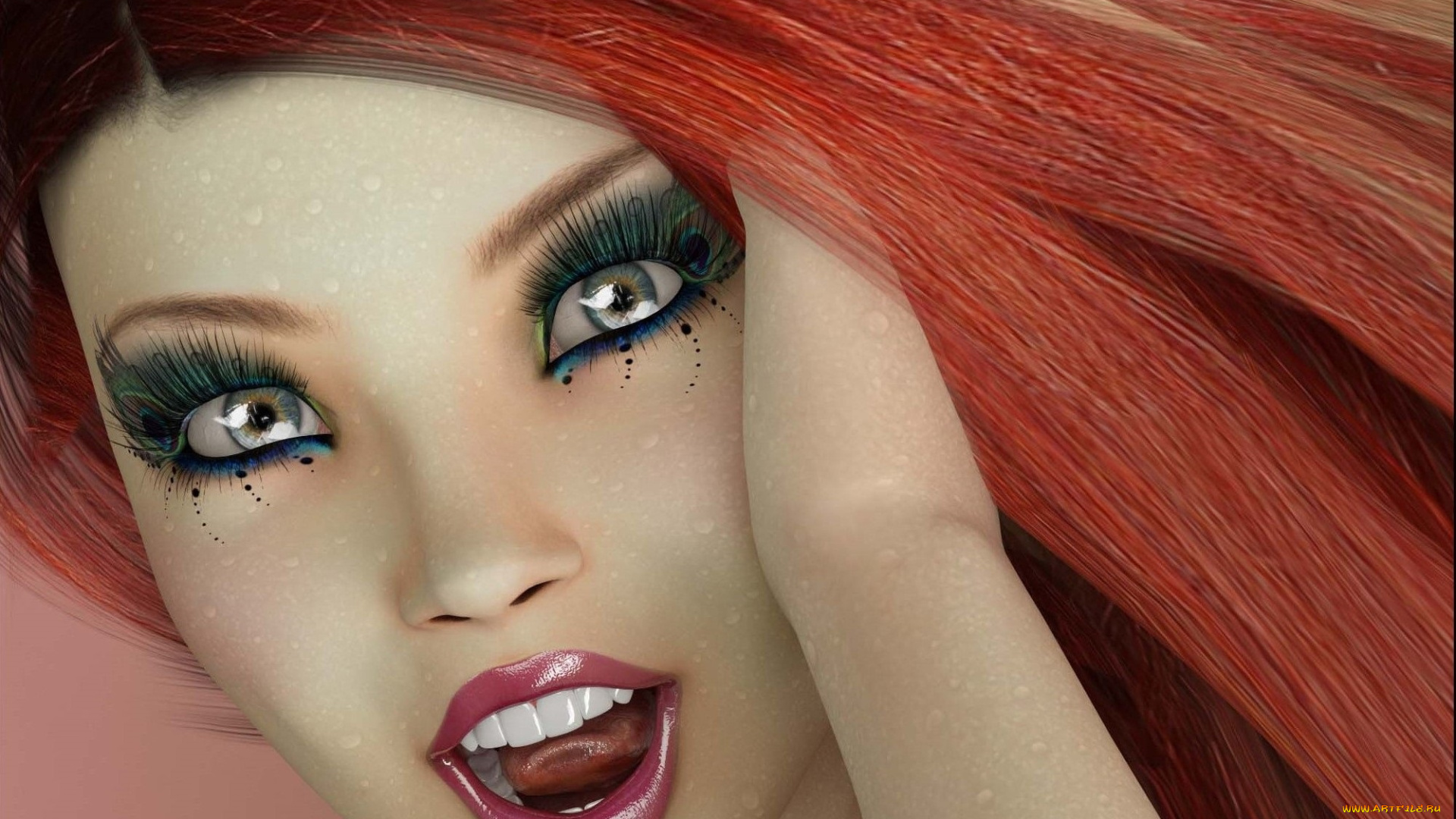 3д, графика, портрет, , portraits, взгляд, девушка, рыжая