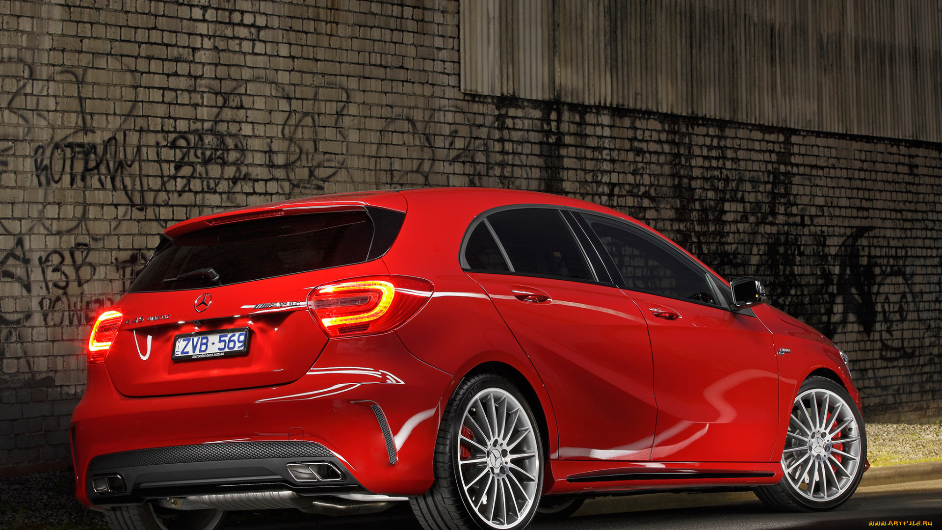 автомобили, mercedes-benz, a, 45, amg, au-spec, w176, 2013г, красный