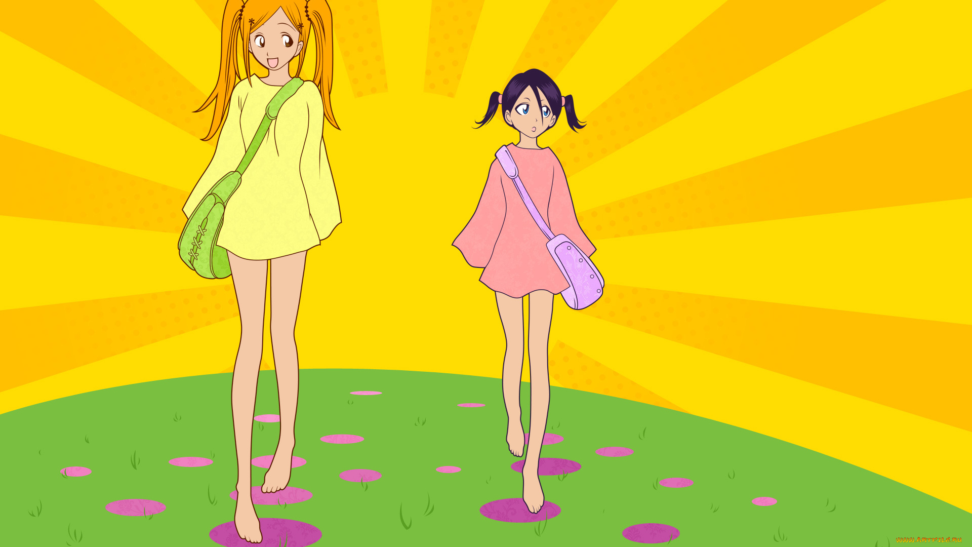 векторная, графика, дети, девочки