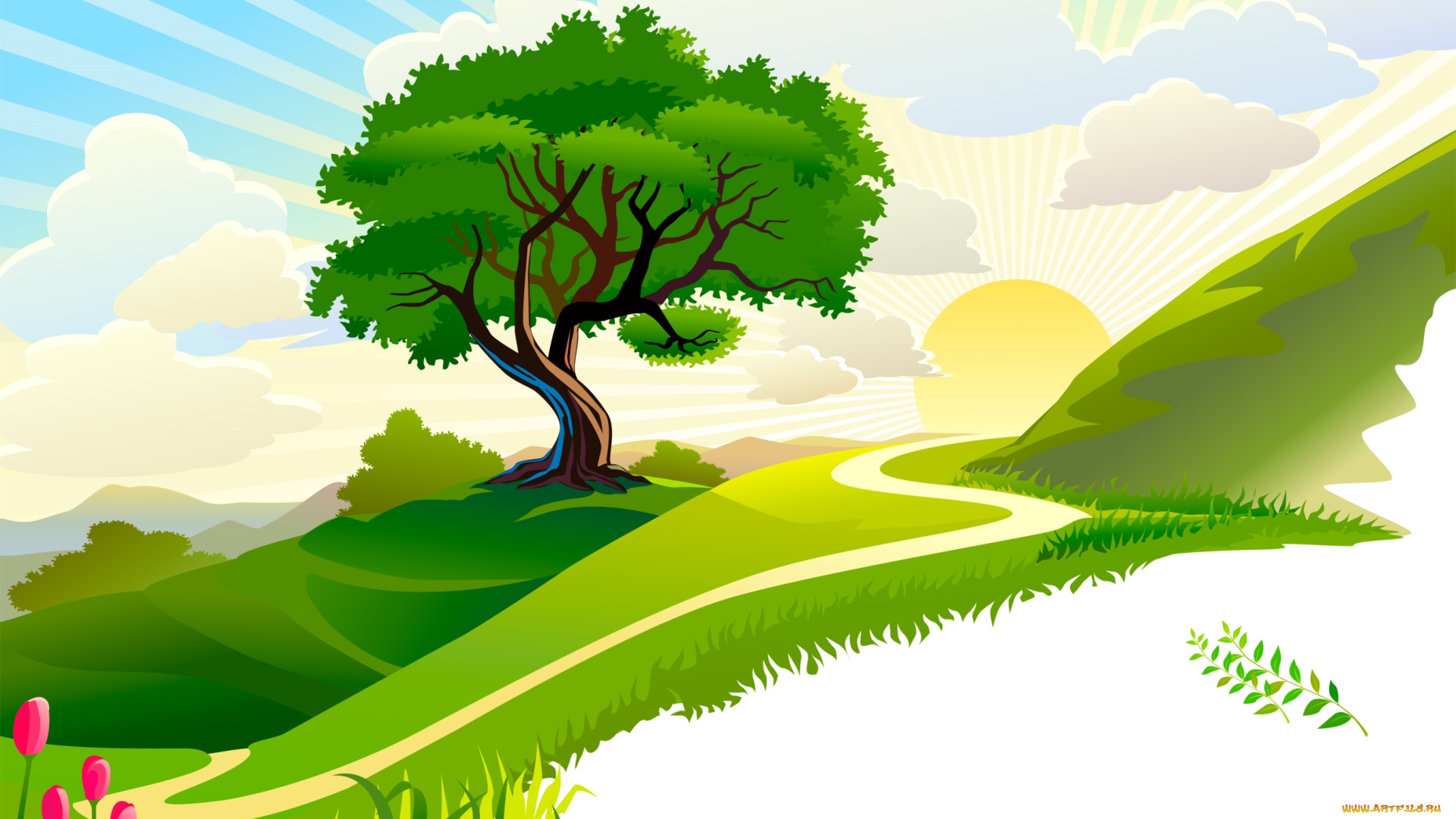 векторная, графика, природа, дерево