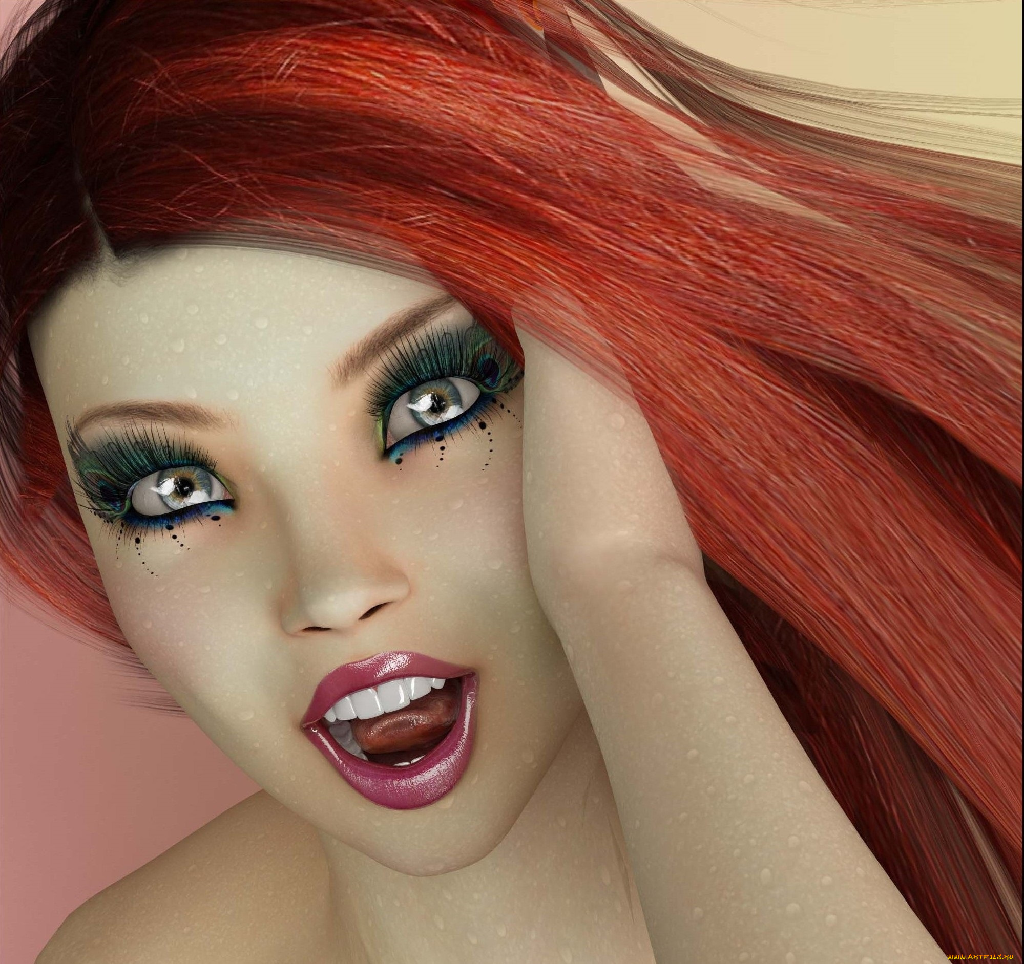 3д, графика, портрет, , portraits, взгляд, девушка, рыжая