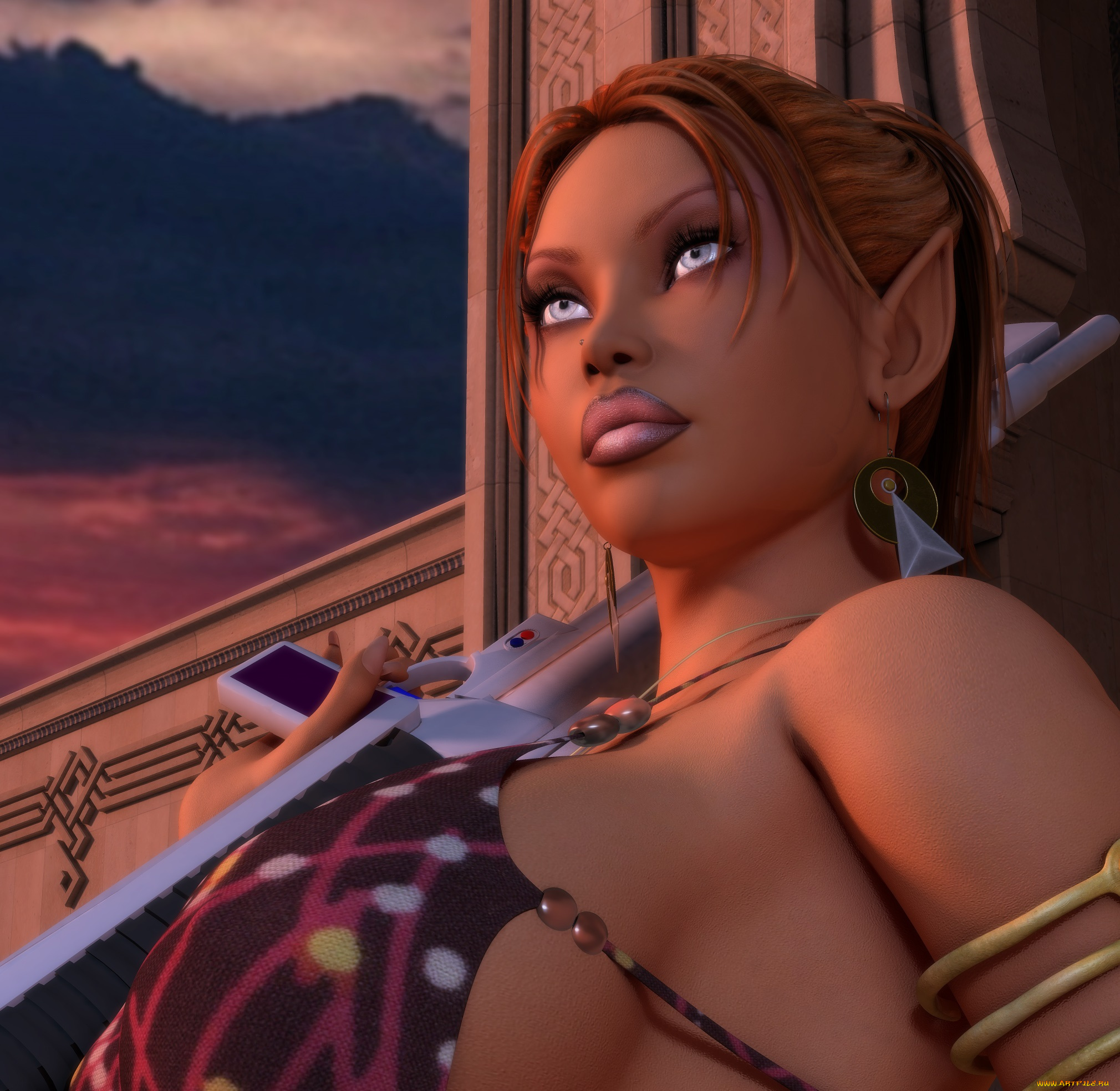 3д, графика, люди, , people, оружие, взгляд, девушка