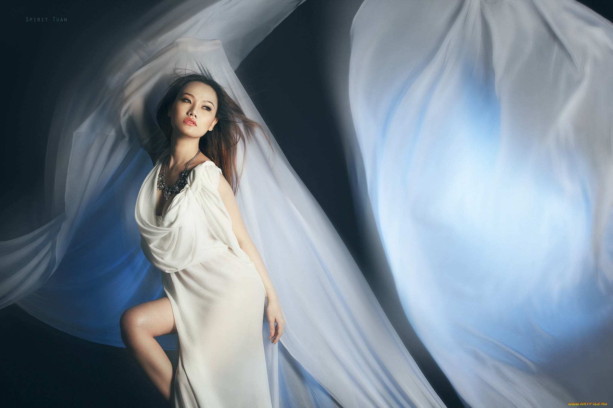 девушки, jolie, duong, платье, колье