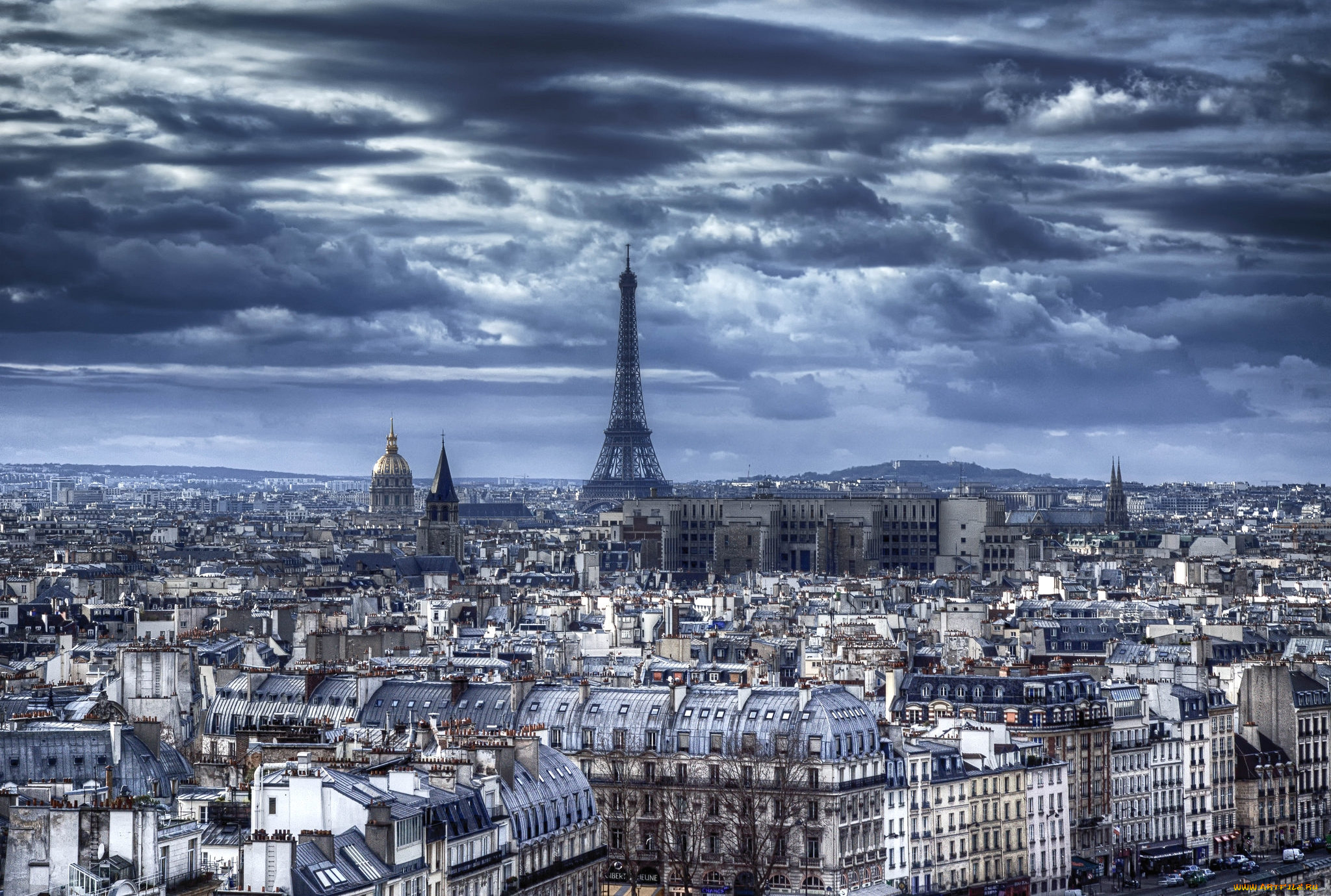 города, париж, , франция, панорама