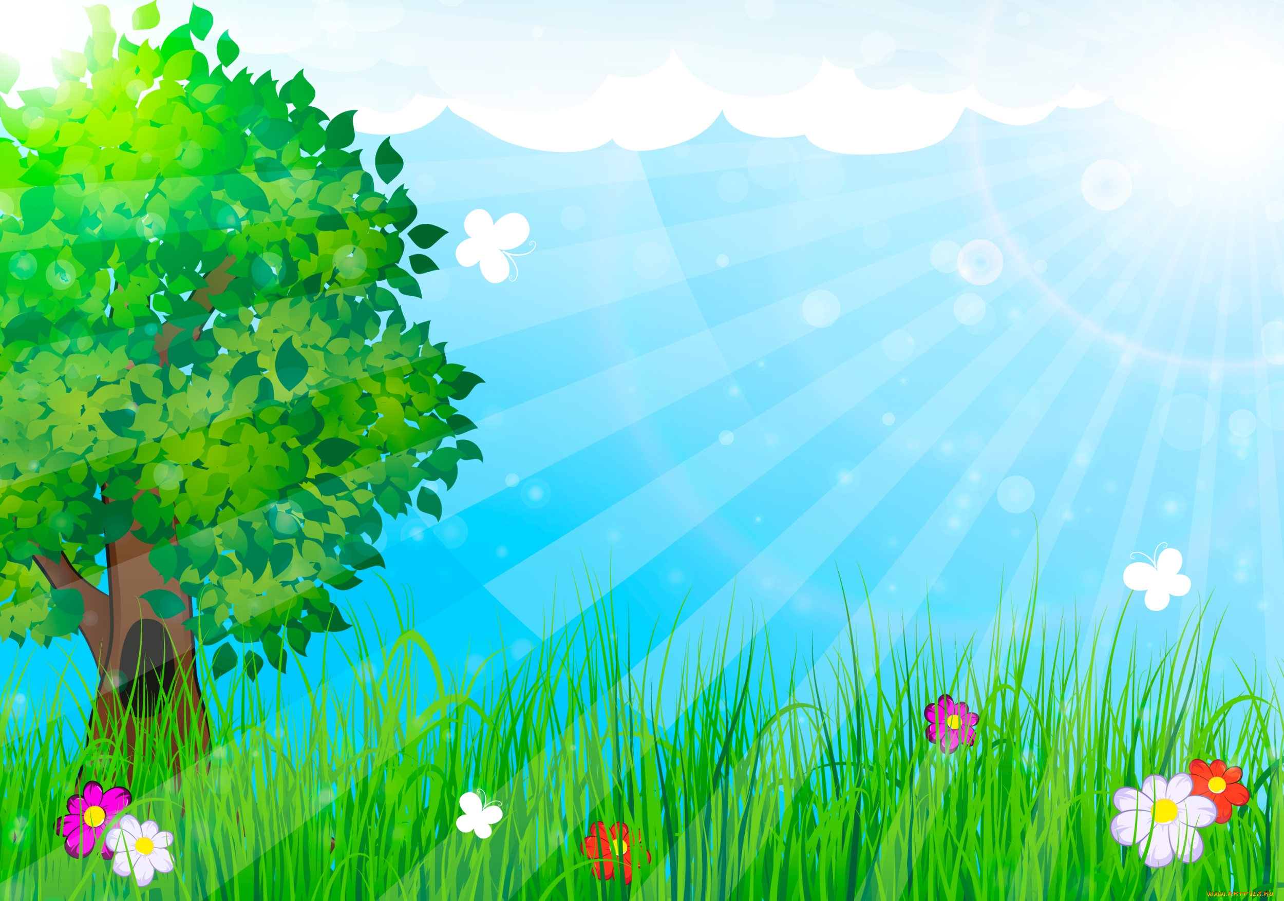 векторная, графика, природа, дерево