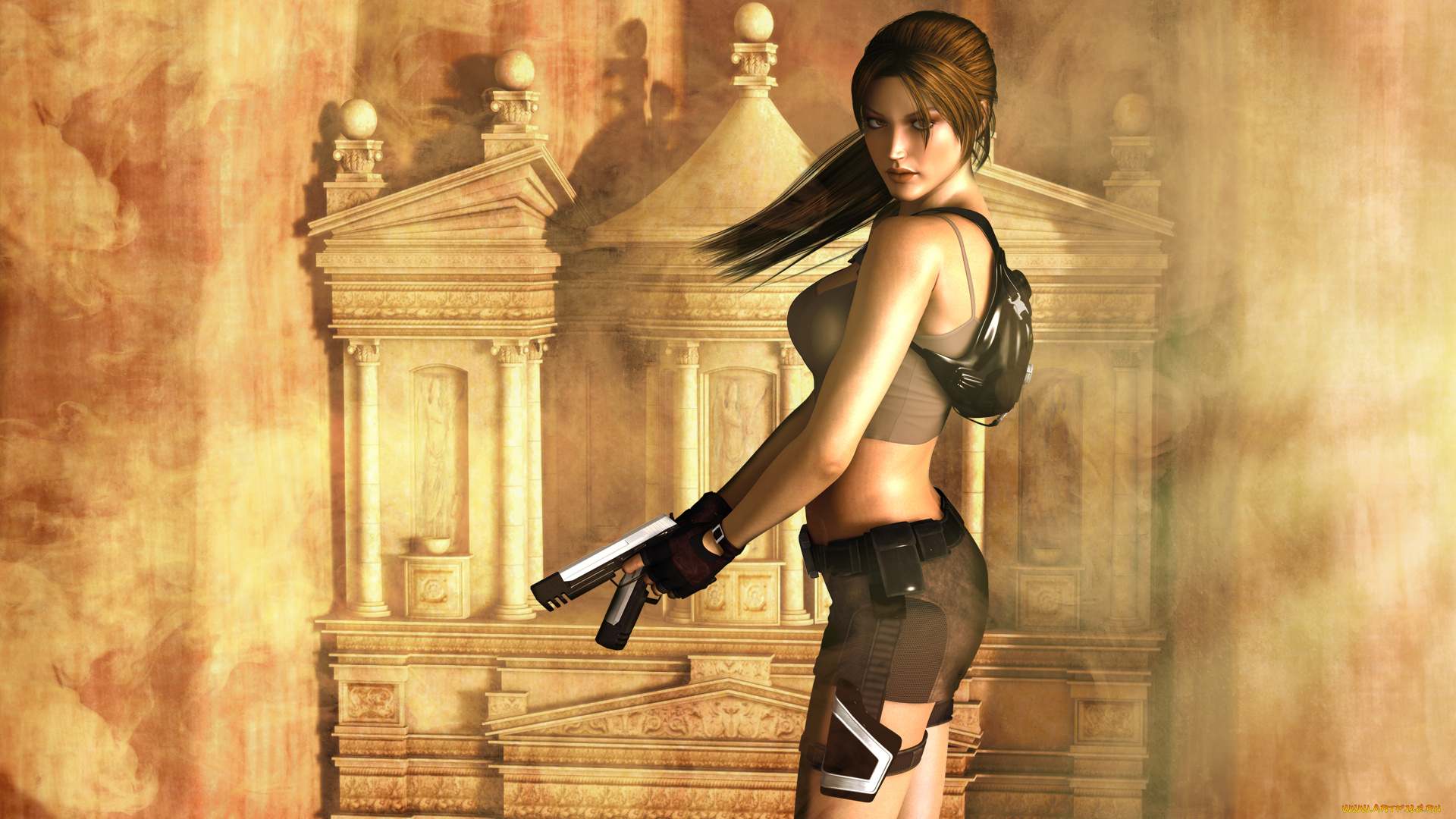 3д, графика, фантазия, , fantasy, девушка, взгляд, фон, оружие