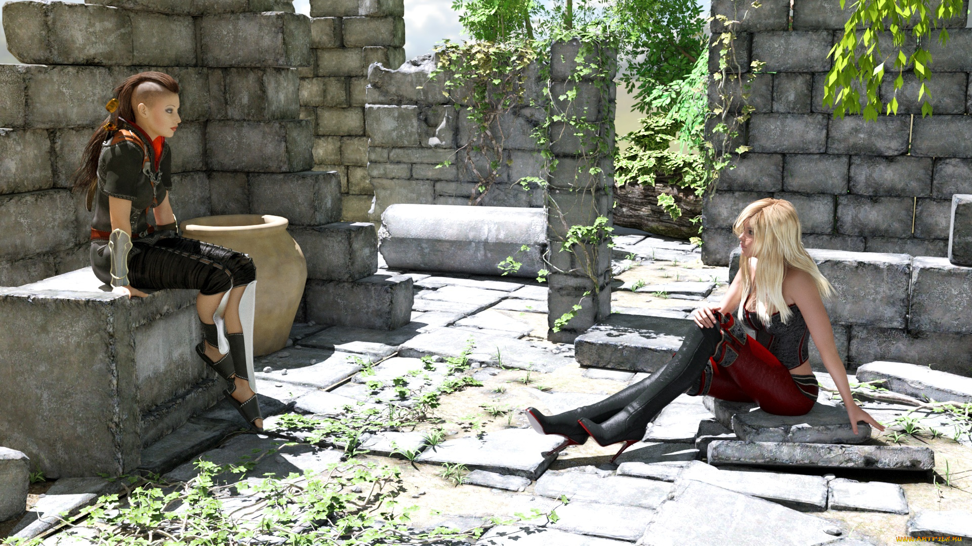 3д, графика, люди, , people, фон, взгляд, девушки