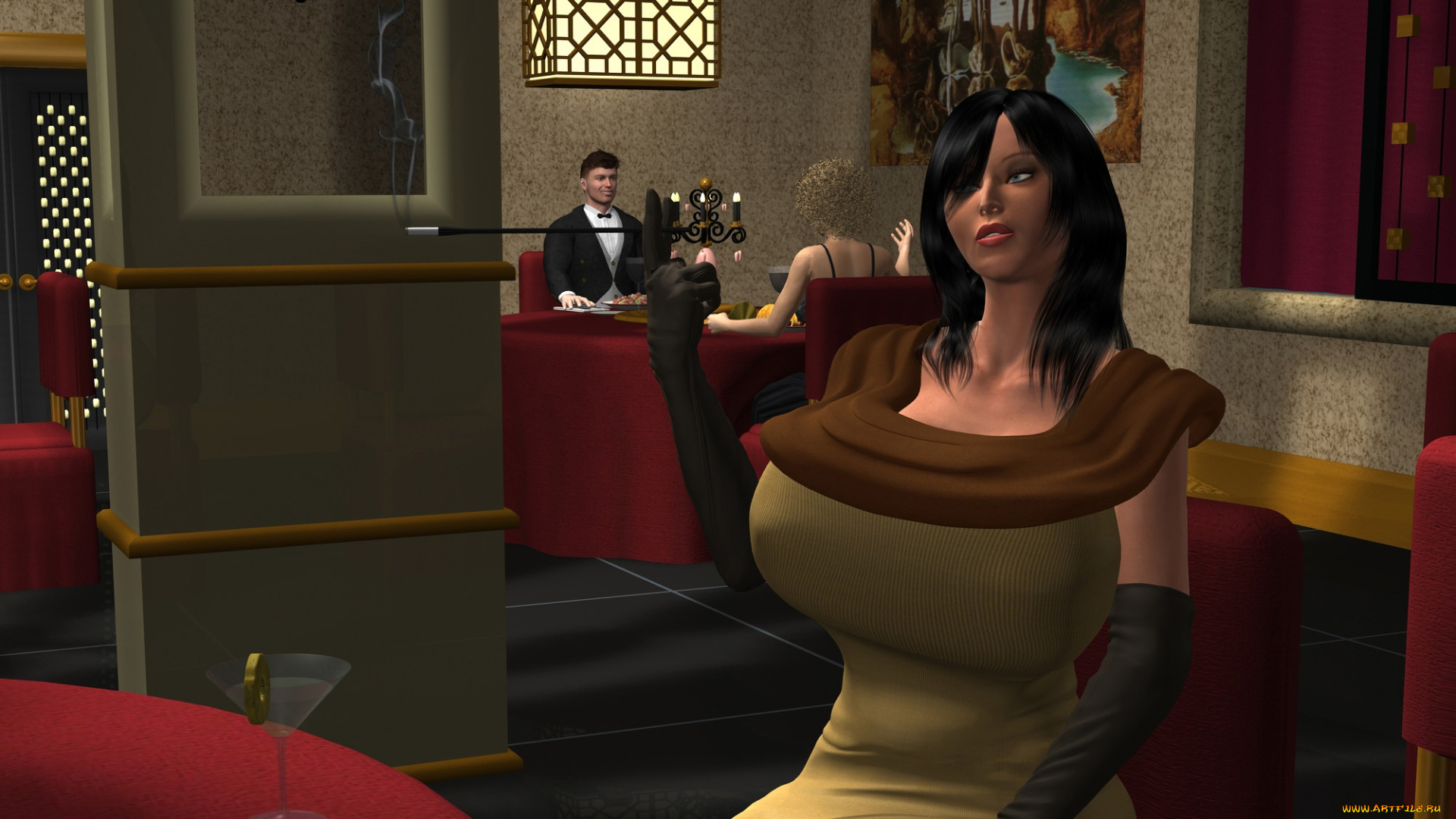 3д, графика, люди, , people, жест, фон, взгляд, девушка