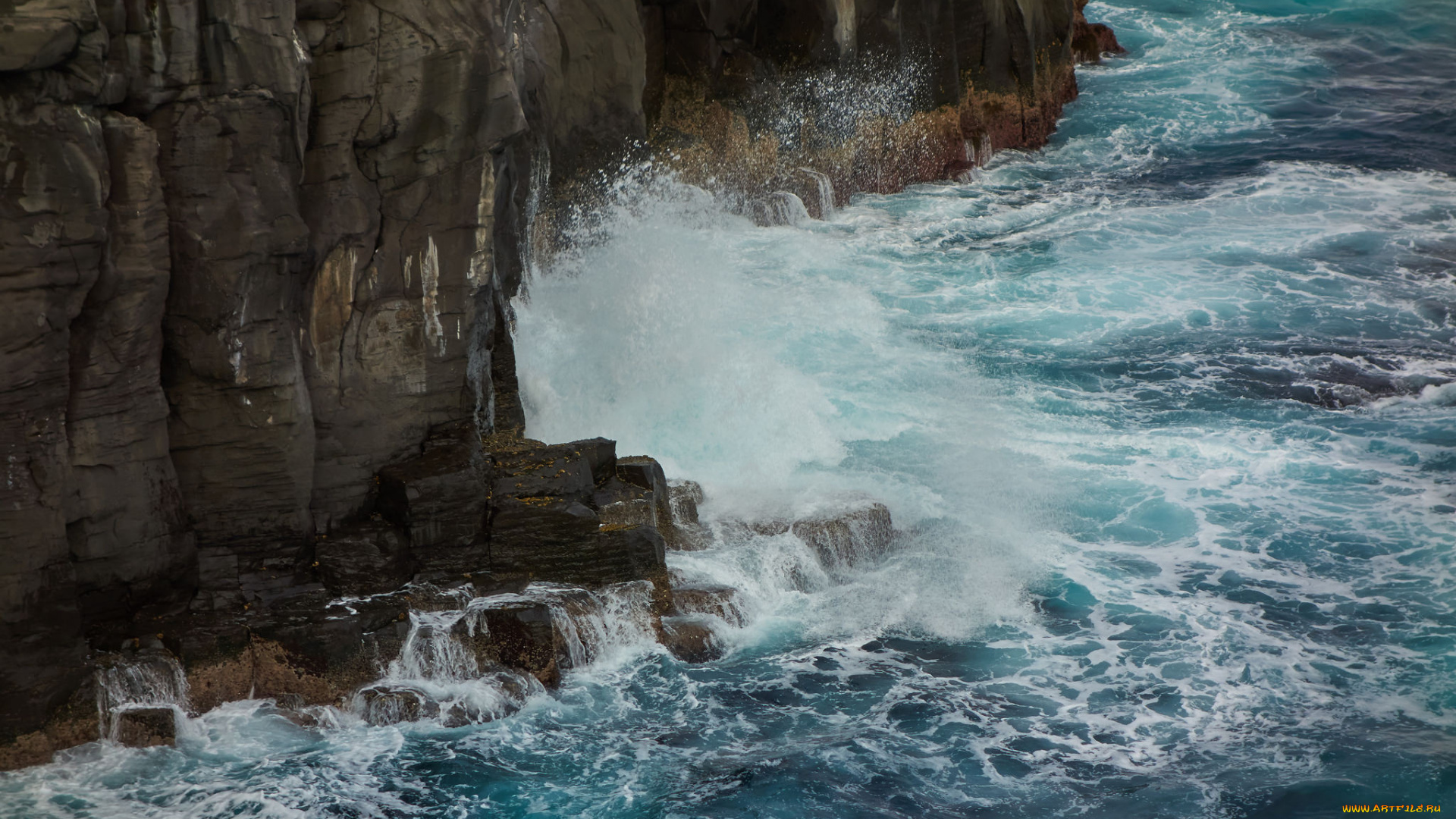 природа, побережье, брызги, море, вода, скала
