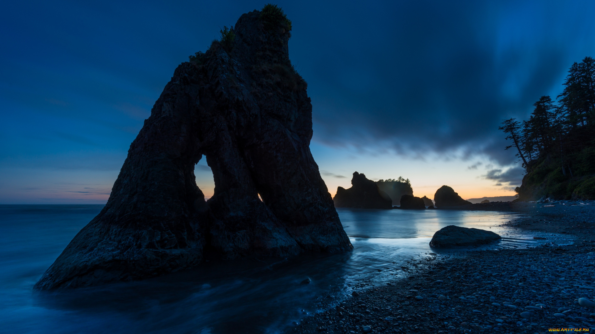 природа, побережье, ночь, берег