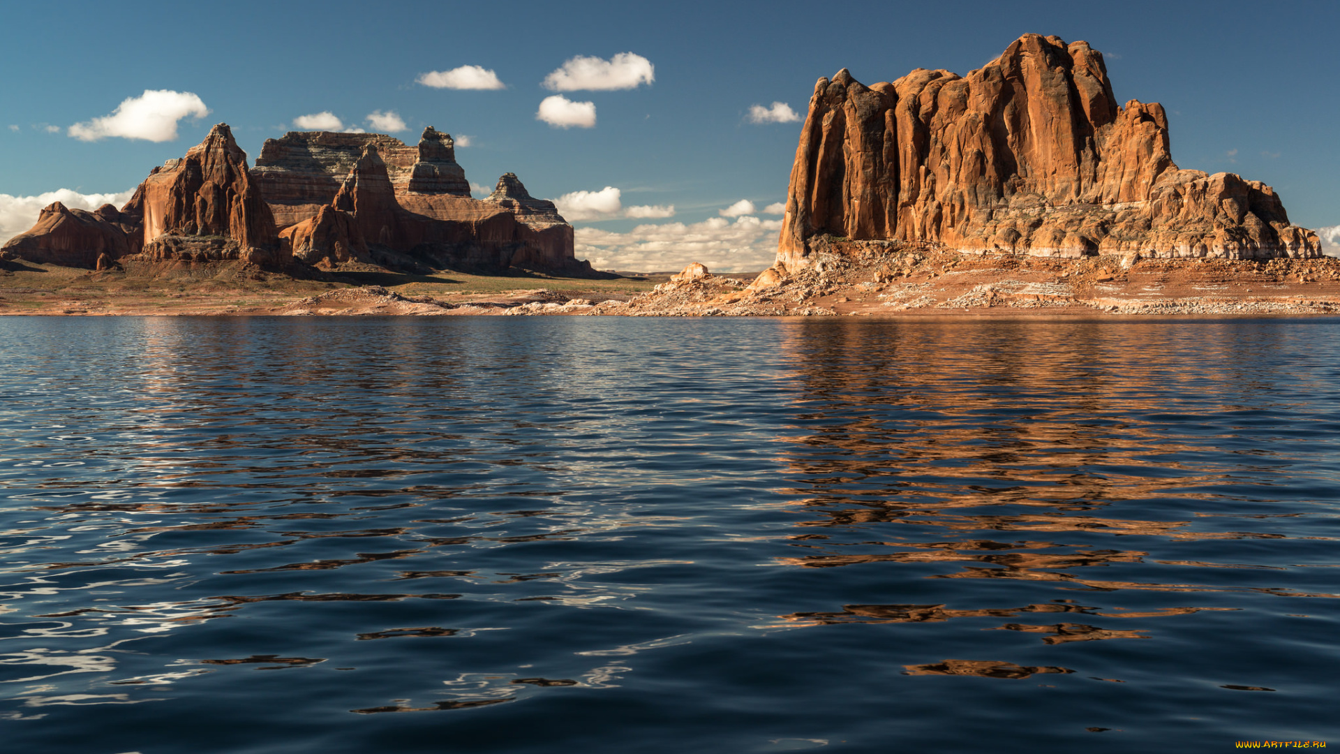 природа, реки, озера, вода, горы, небо, облака