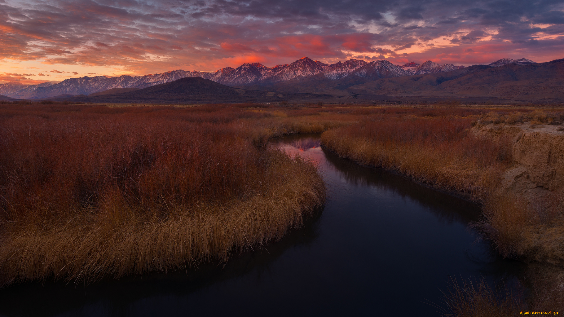 природа, реки, озера, закат, горы, река