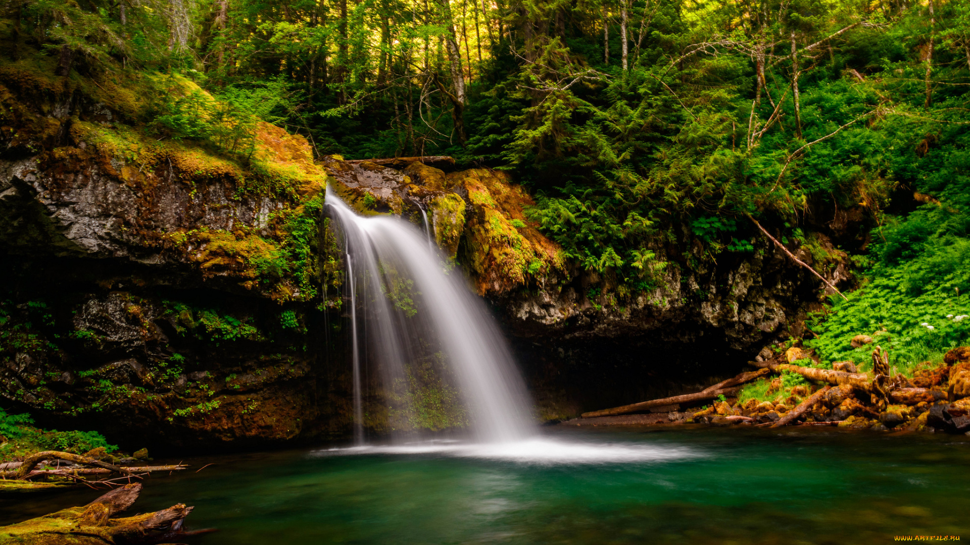 природа, водопады, водопад, река, лес