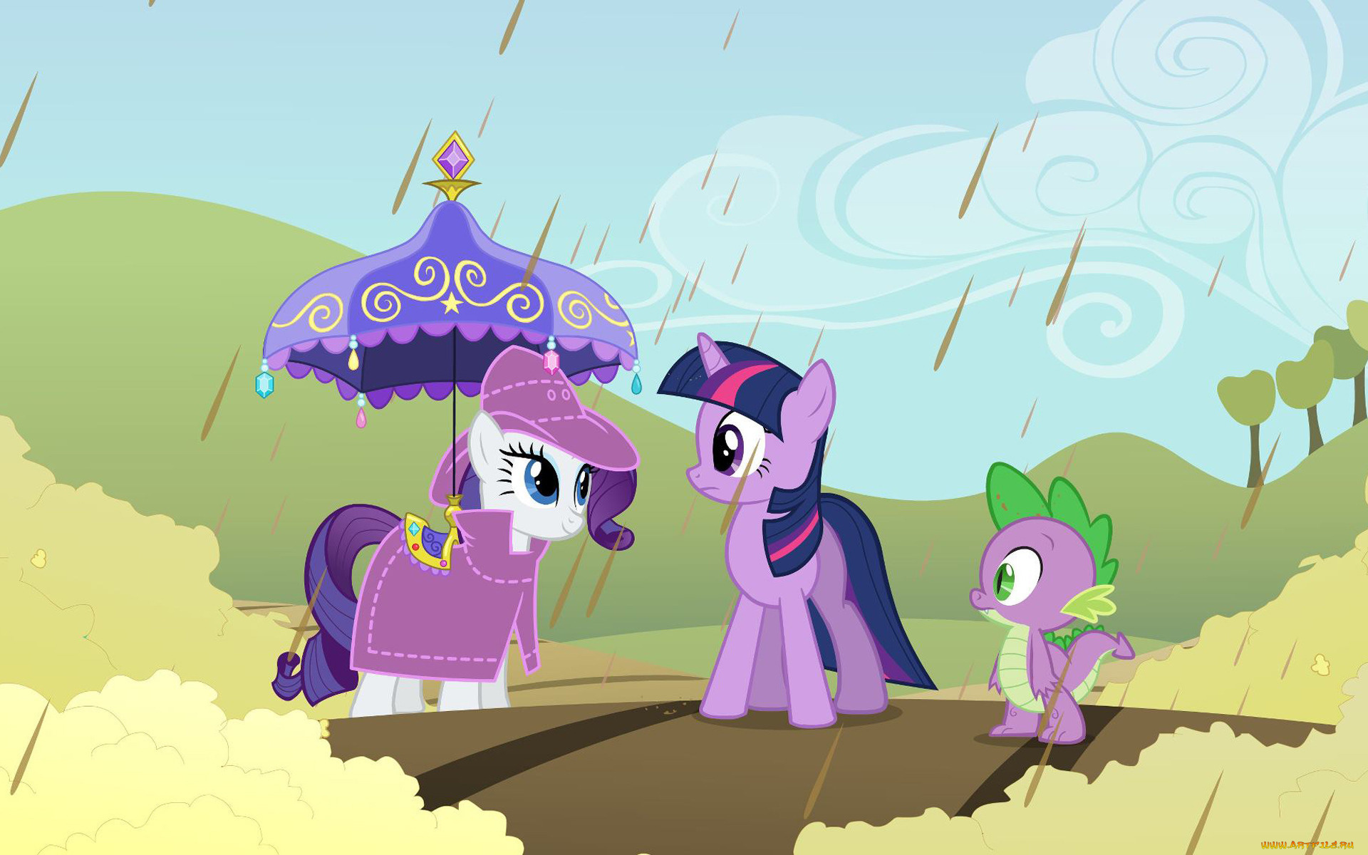 мультфильмы, my, little, pony, фон, пони