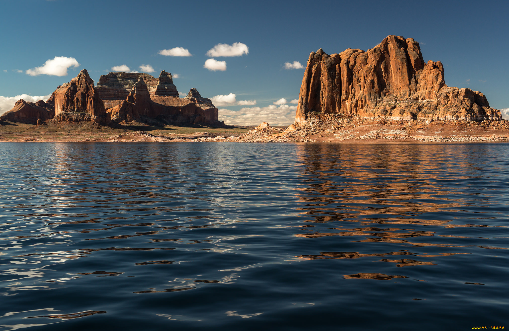 природа, реки, озера, вода, горы, небо, облака