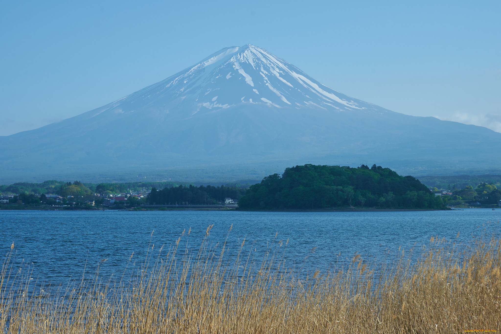 природа, реки, озера, камыш, гора, пейзаж, небо