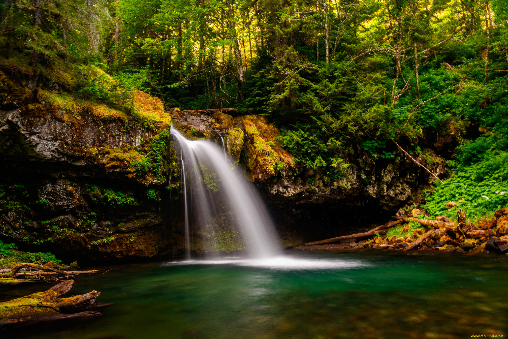 природа, водопады, водопад, река, лес