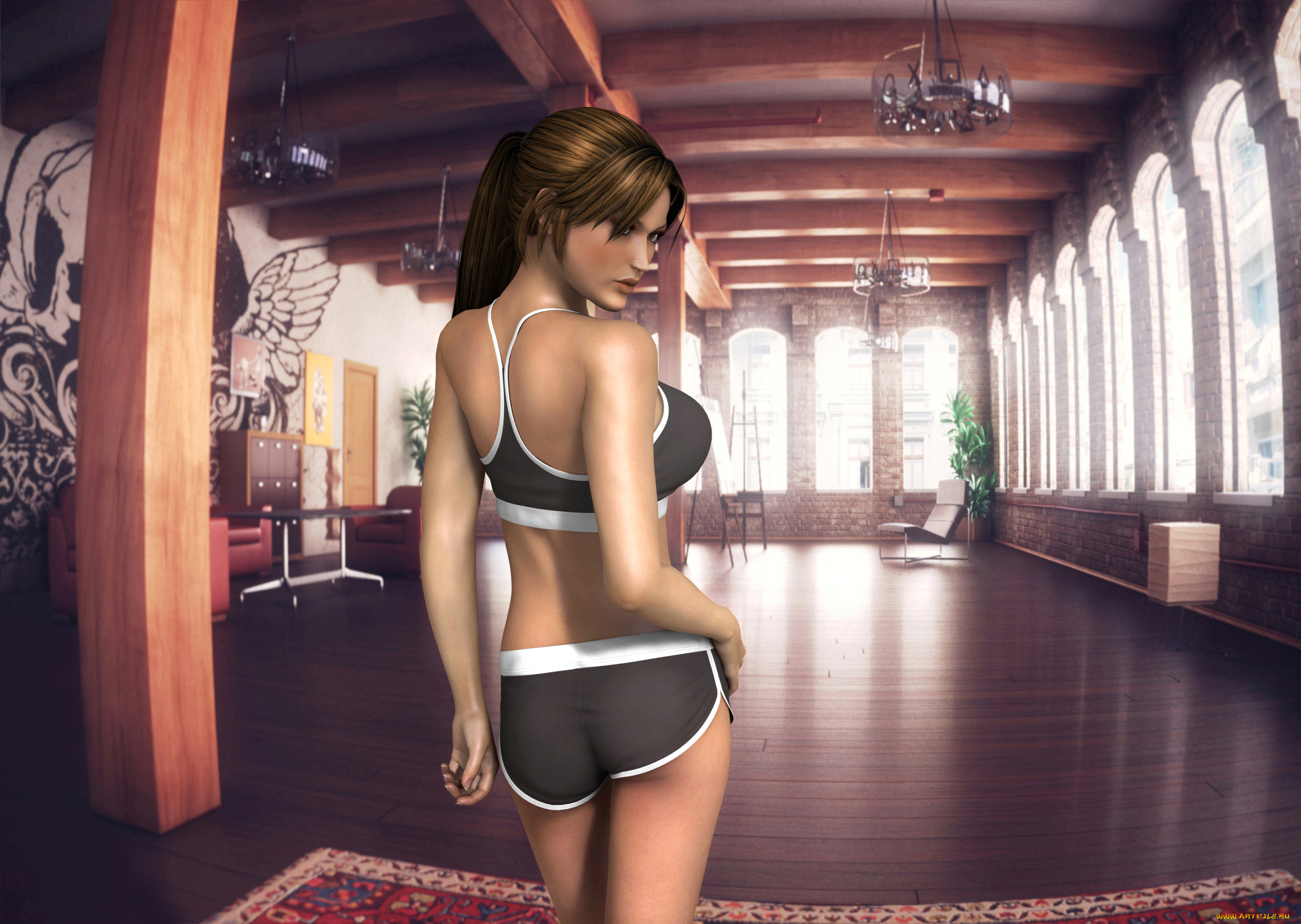 3д, графика, люди, , people, интерьер, фон, взгляд, девушка