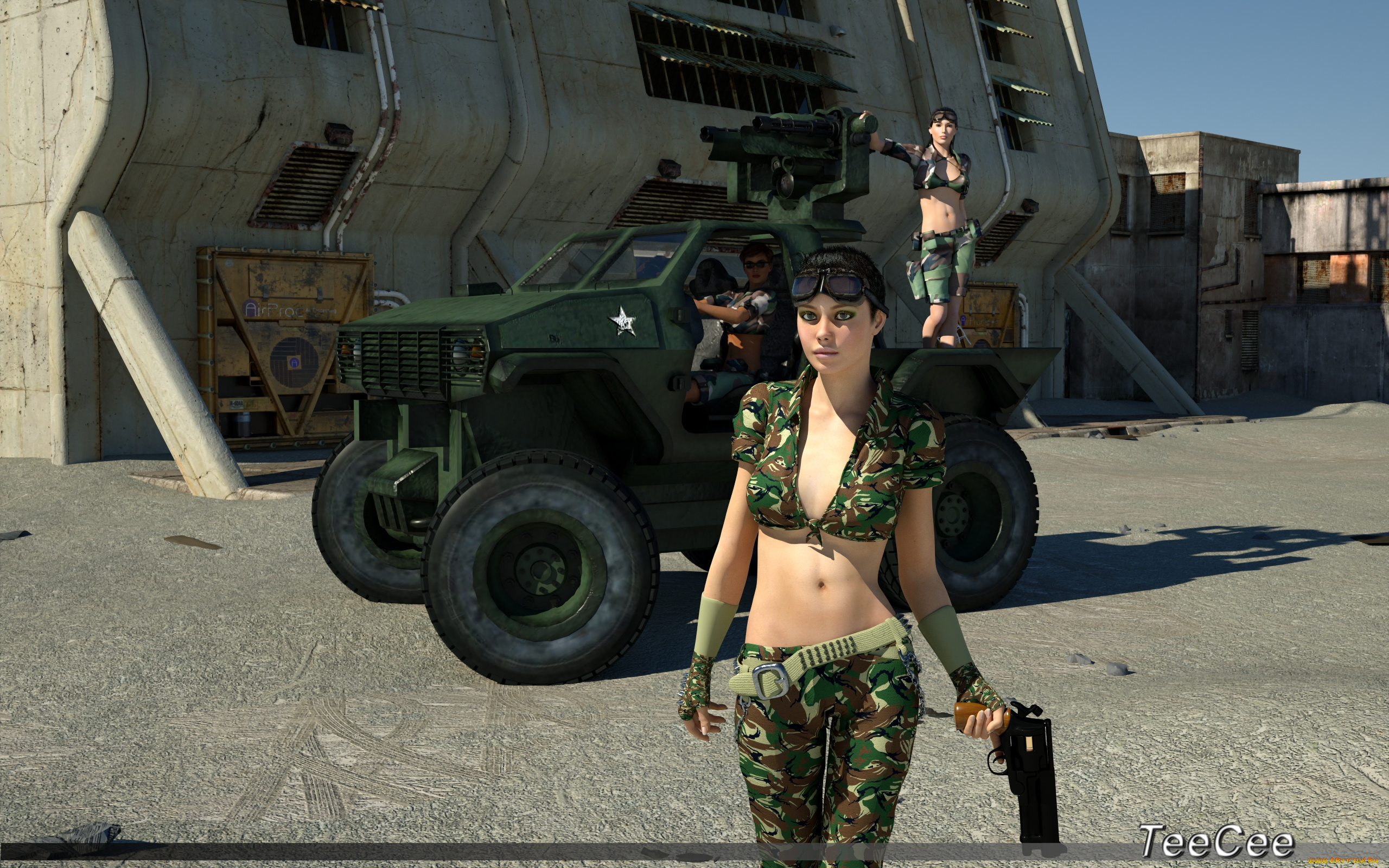 3д, графика, фантазия, , fantasy, фон, оружие, взгляд, девушки