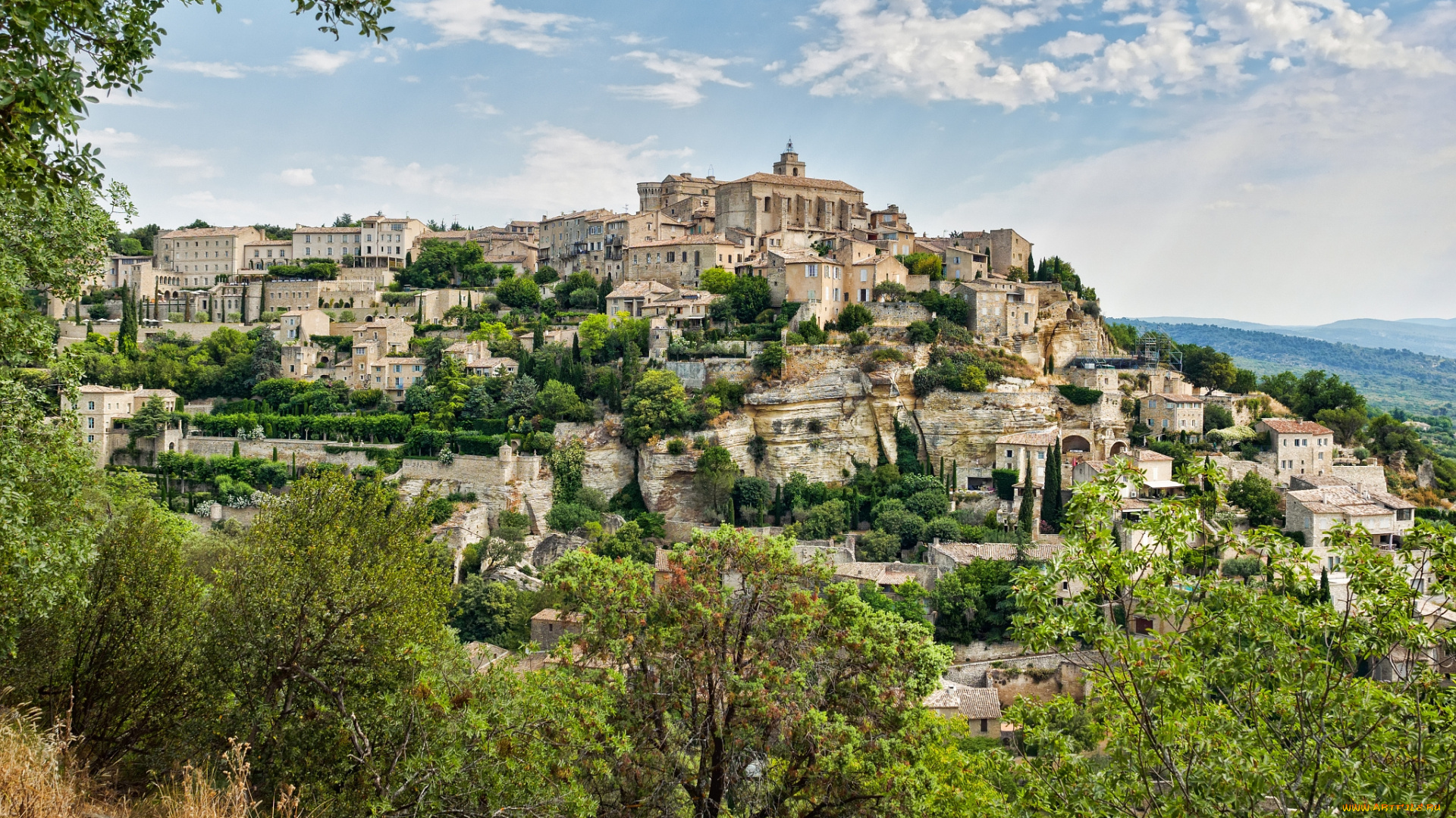 gordes, , france, города, -, панорамы, холм, городок
