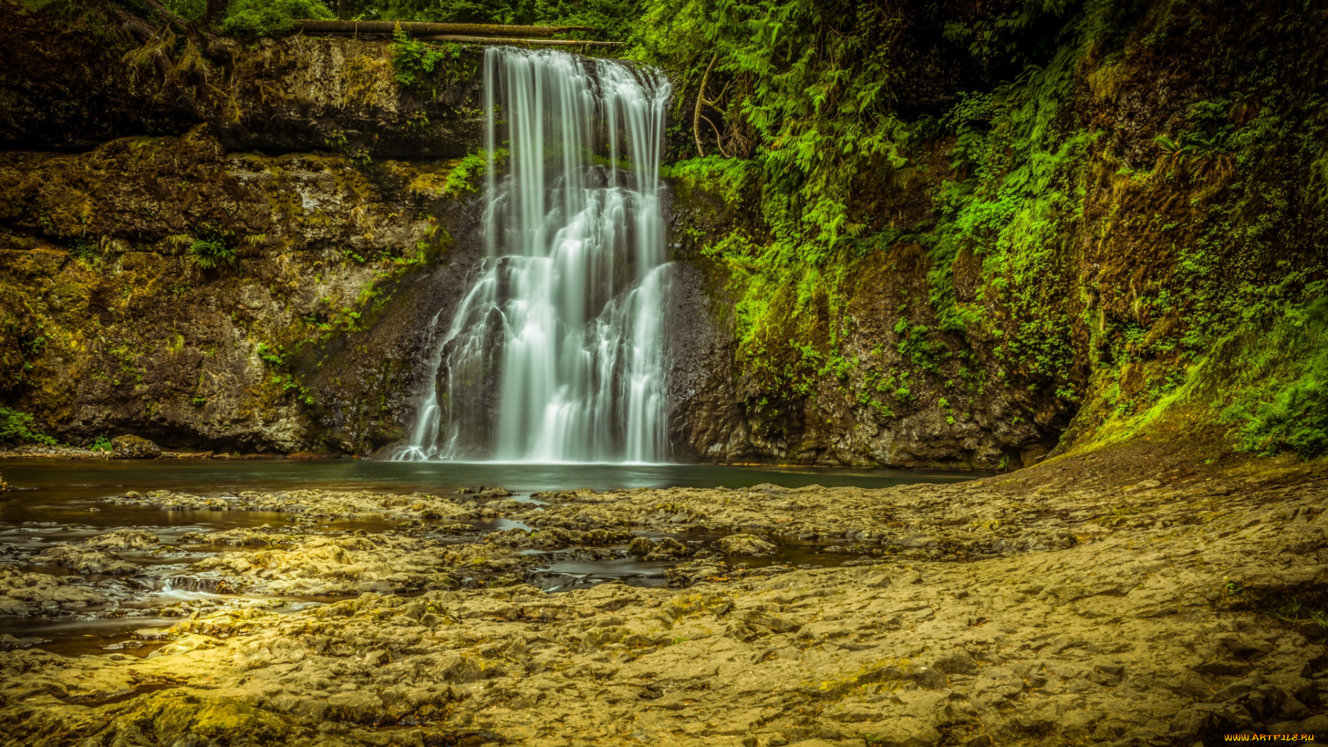 природа, водопады, река, лес, водопад