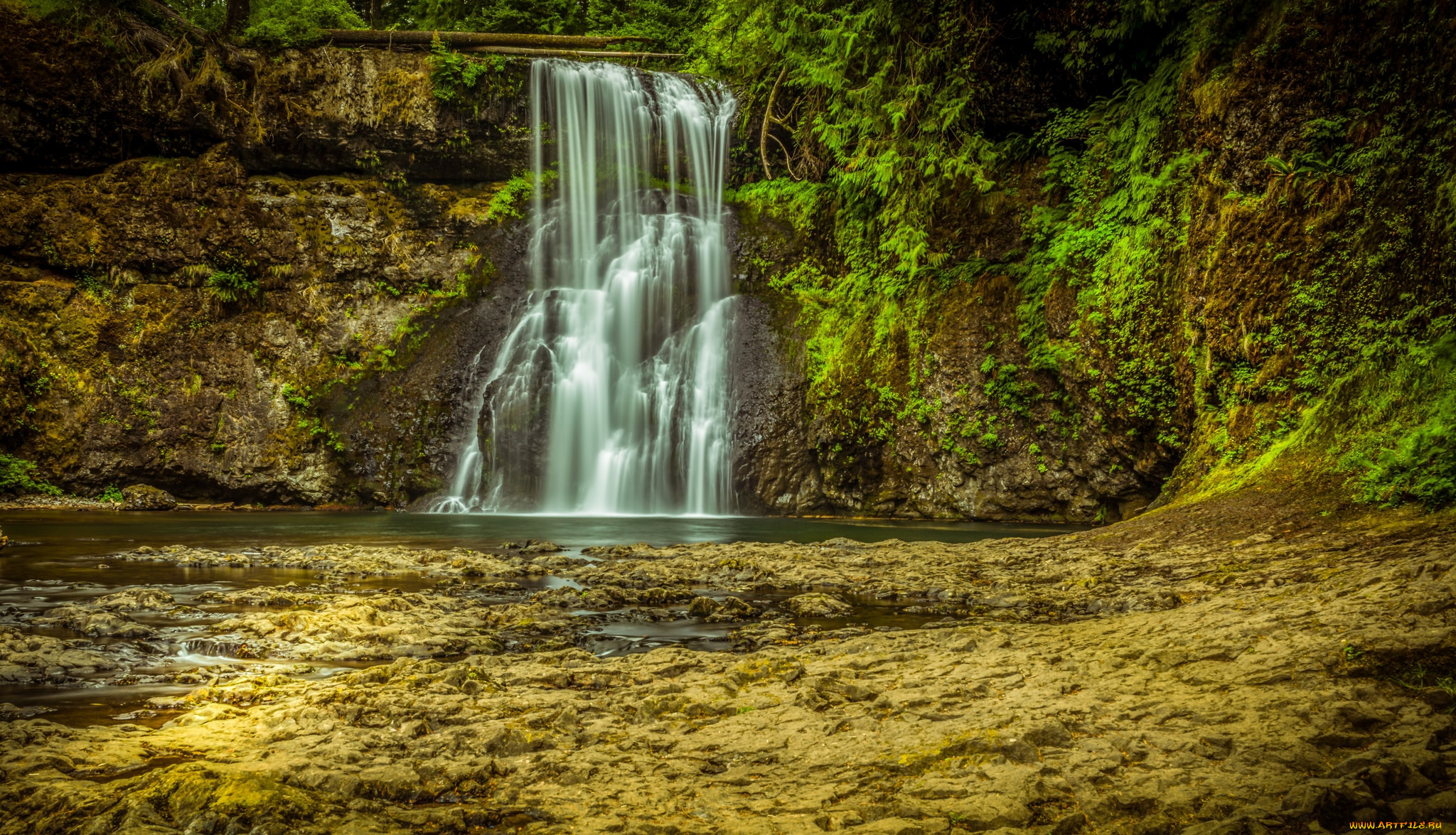 природа, водопады, река, лес, водопад
