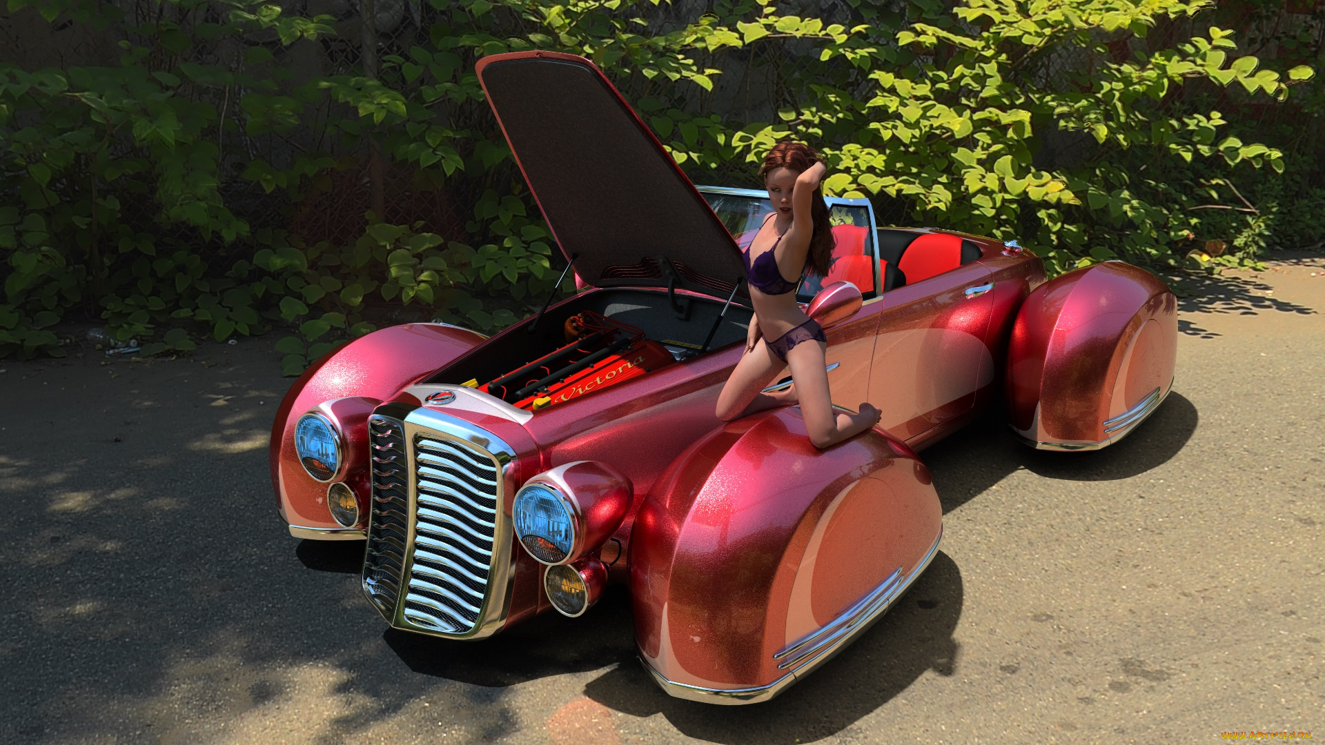 3д, графика, люди-авто, мото, , people-, car, , , moto, взгляд, девушка, фон, автомобиль