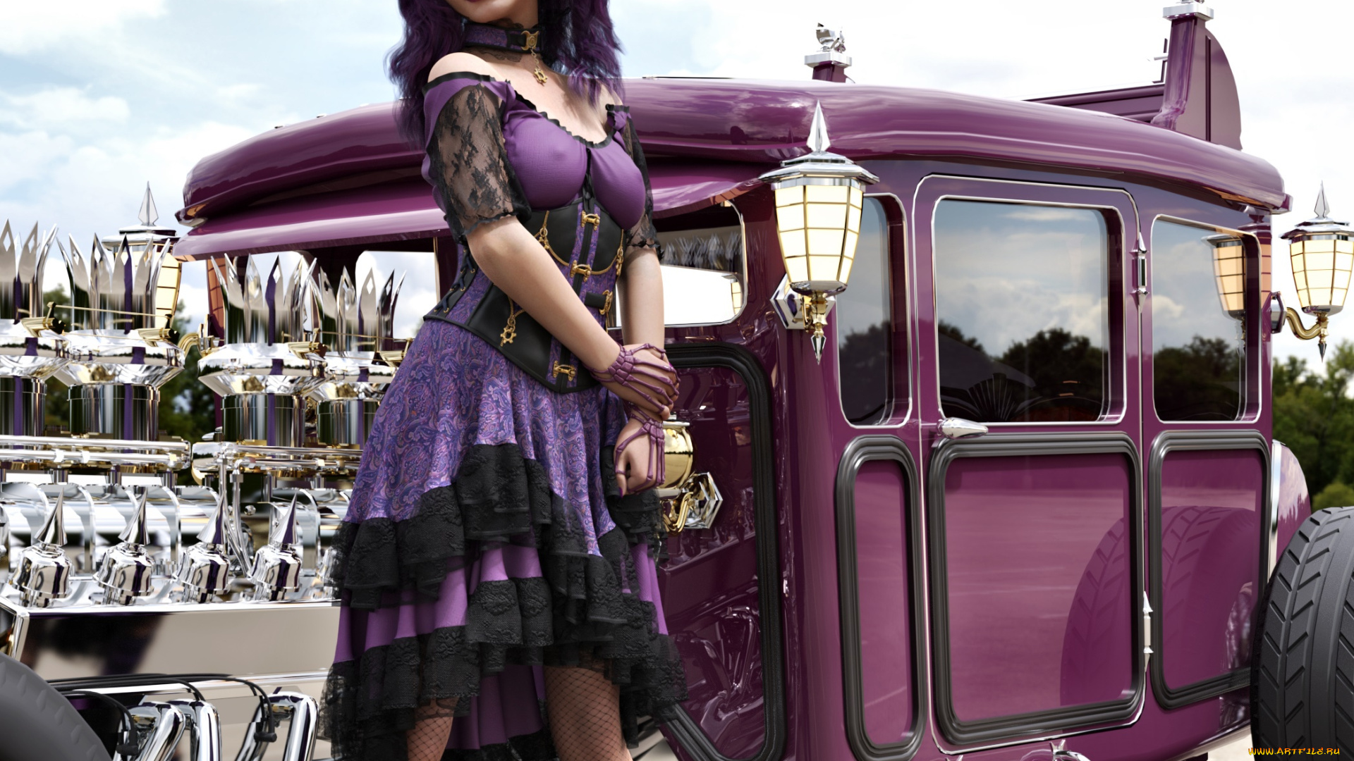 3д, графика, люди-авто, мото, , people-, car, , , moto, фон, взгляд, девушка