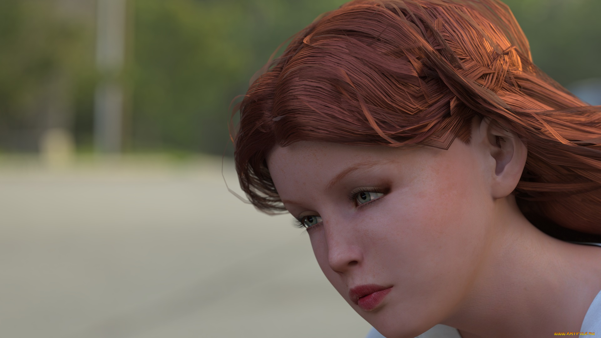 3д, графика, портрет, , portraits, взгляд, девушка, фон