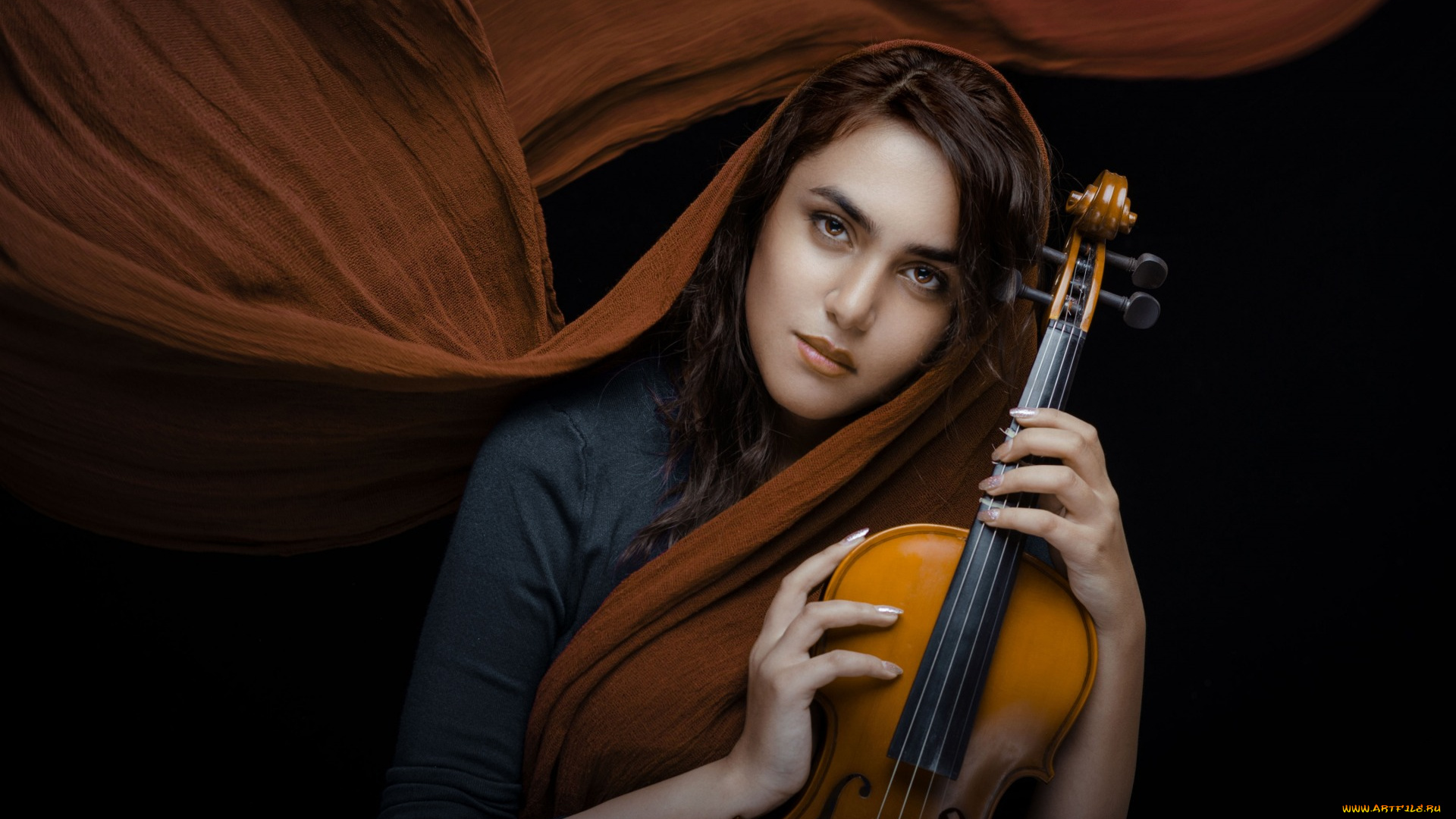 музыка, -другое, девушка, скрипка, взгляд