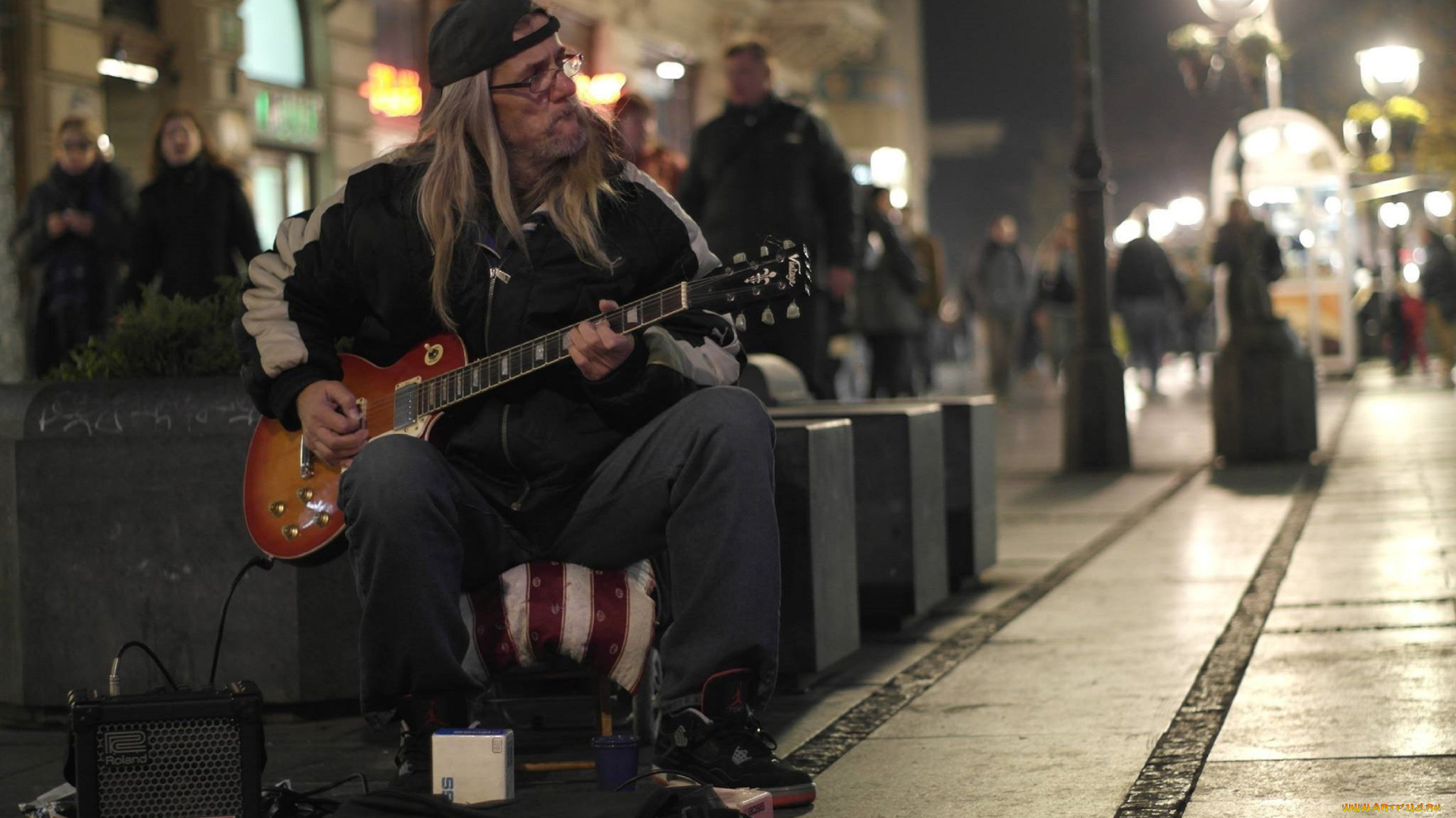 музыка, -другое, улица, очки, гитара, мужчина