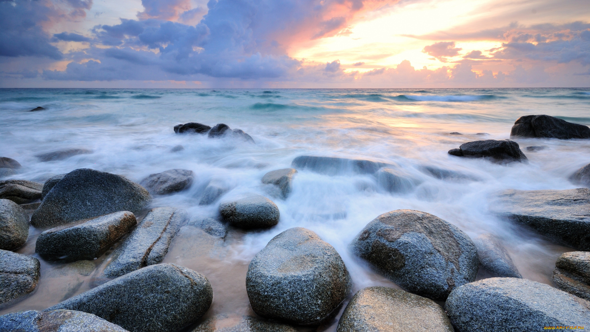 природа, побережье, лето, summer, wave, beautiful, seascape, beach, пляж, sea, песок, sunset, камни, закат, море, волны, sand