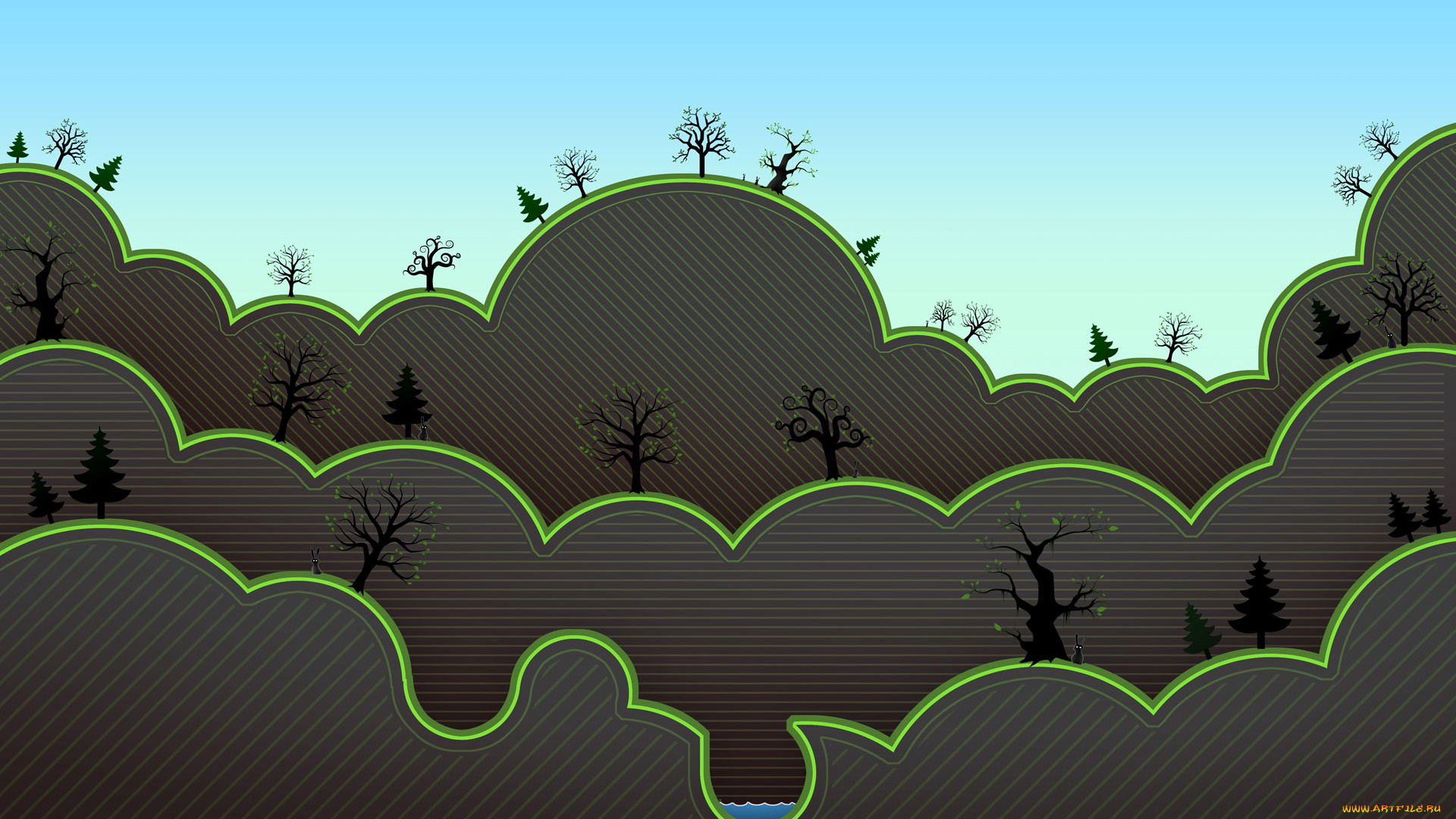 векторная, графика, природа, , nature, деревья, фон