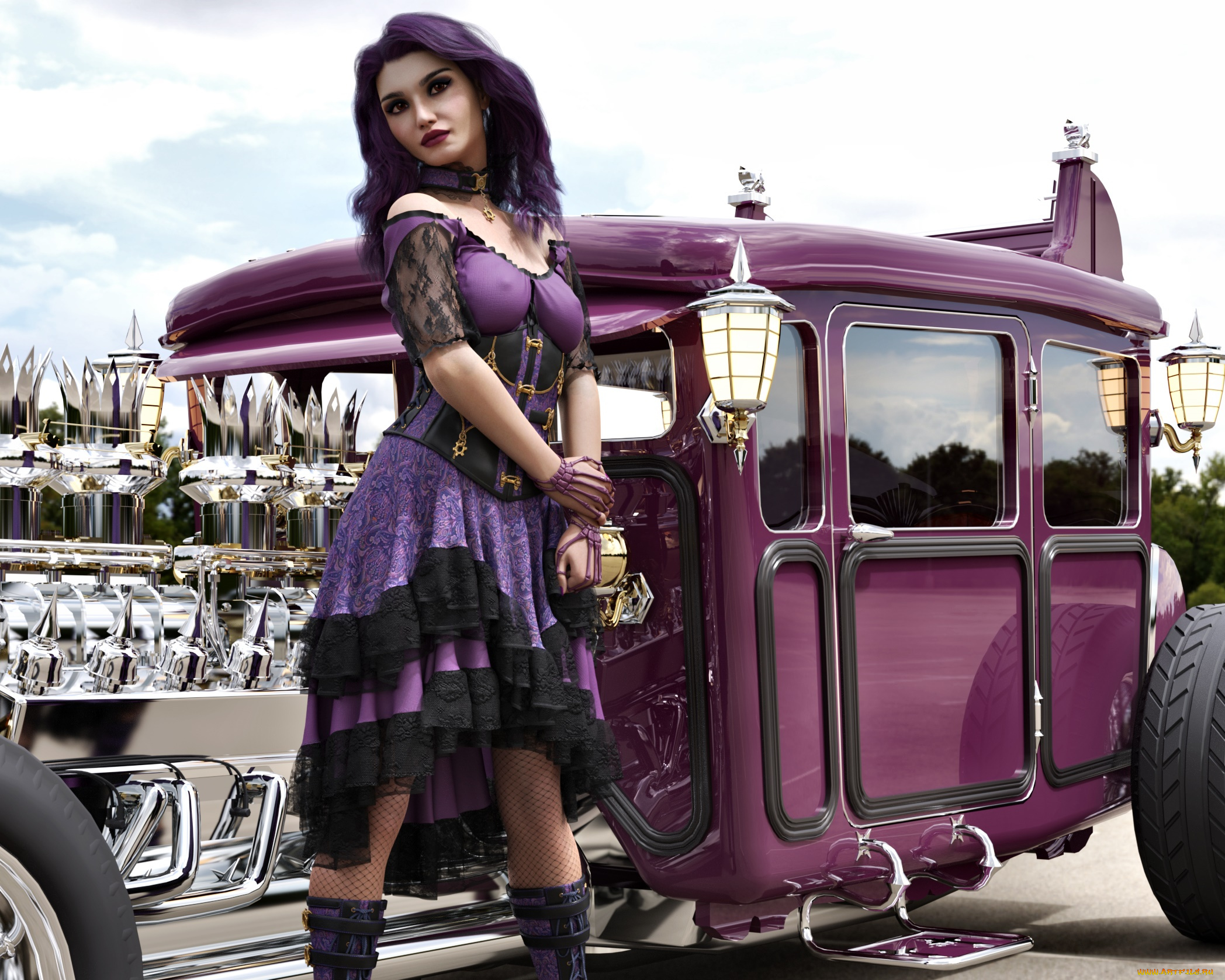 3д, графика, люди-авто, мото, , people-, car, , , moto, фон, взгляд, девушка