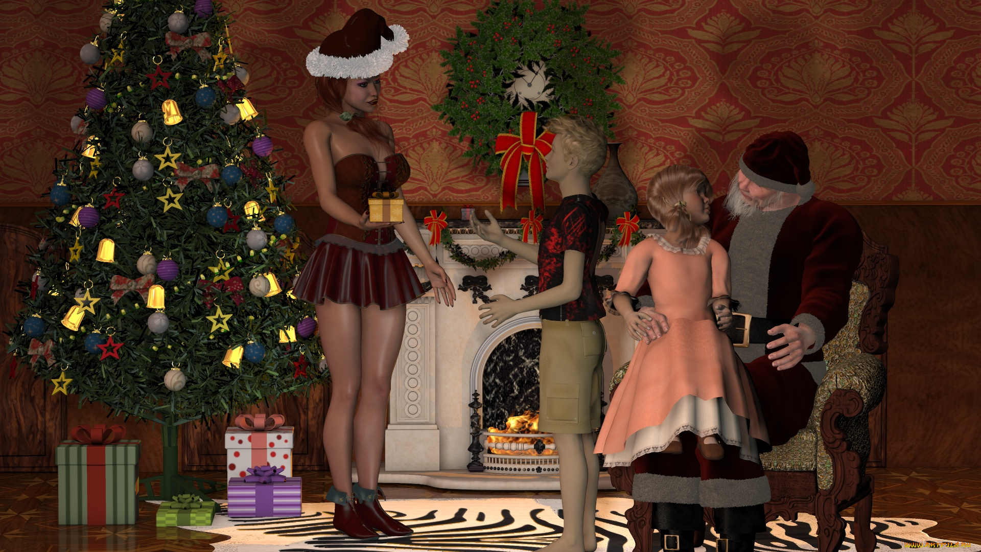 3д, графика, праздники, , holidays, девушка, взгляд, фон