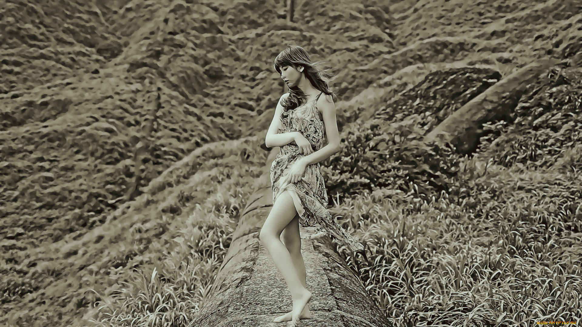 календари, компьютерный, дизайн, девушка, женщина, calendar, поза, профиль, 2019, азиатка, природа