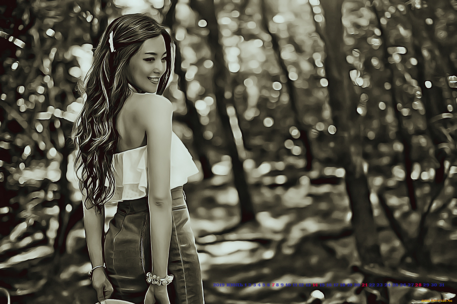 календари, компьютерный, дизайн, calendar, 2019, женщина, природа, девушка, поза, улыбка