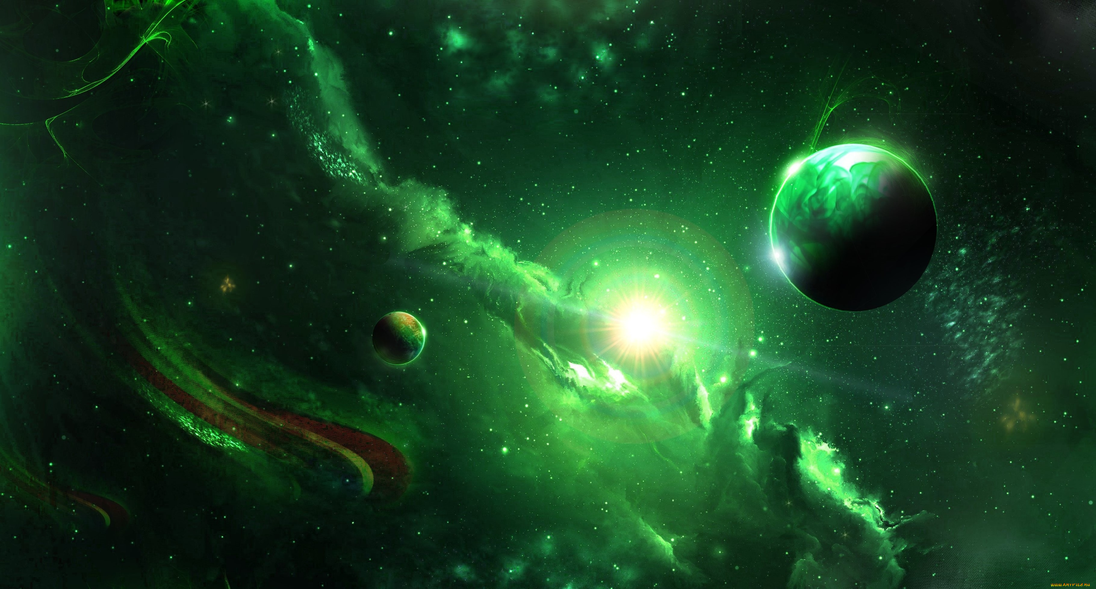 космос, арт, вселенная, галактика, звезды, планеты