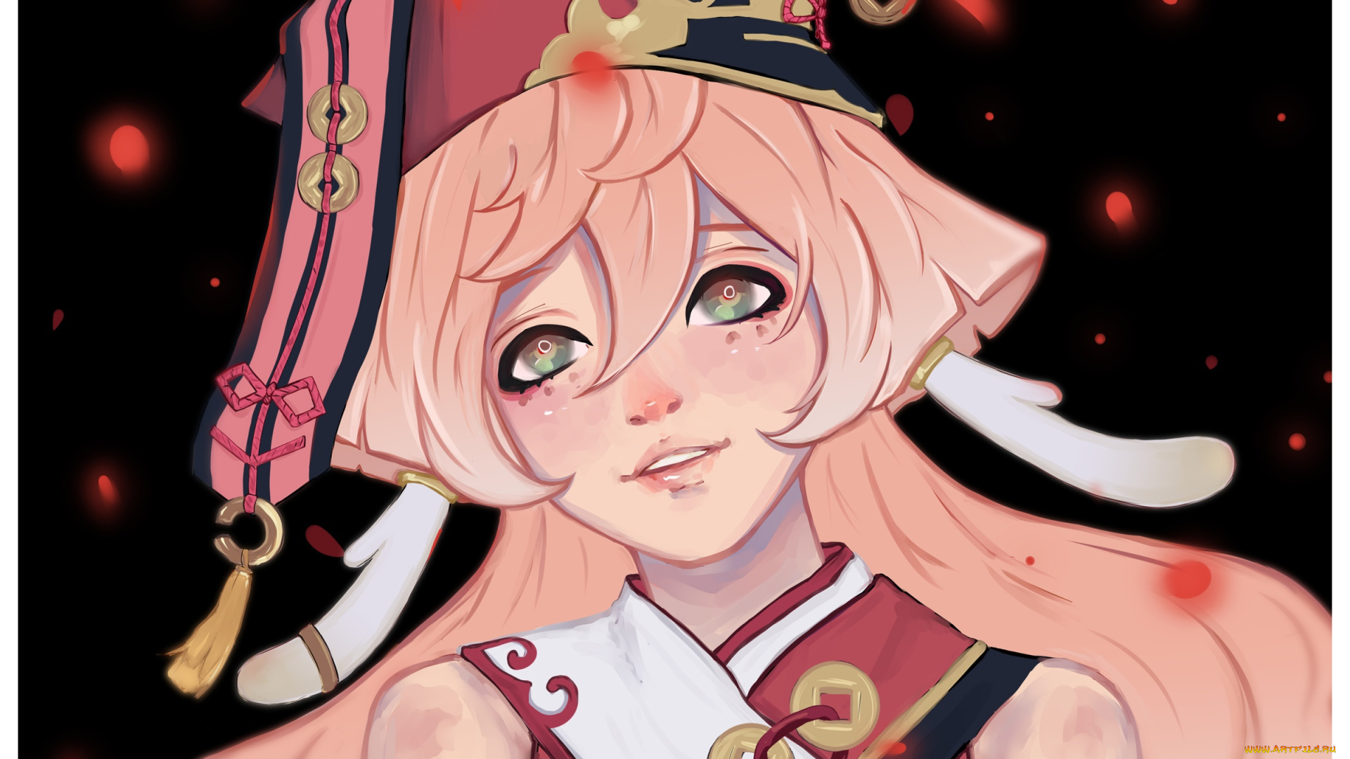 аниме, genshin, impact, девочка, лицо, шапка